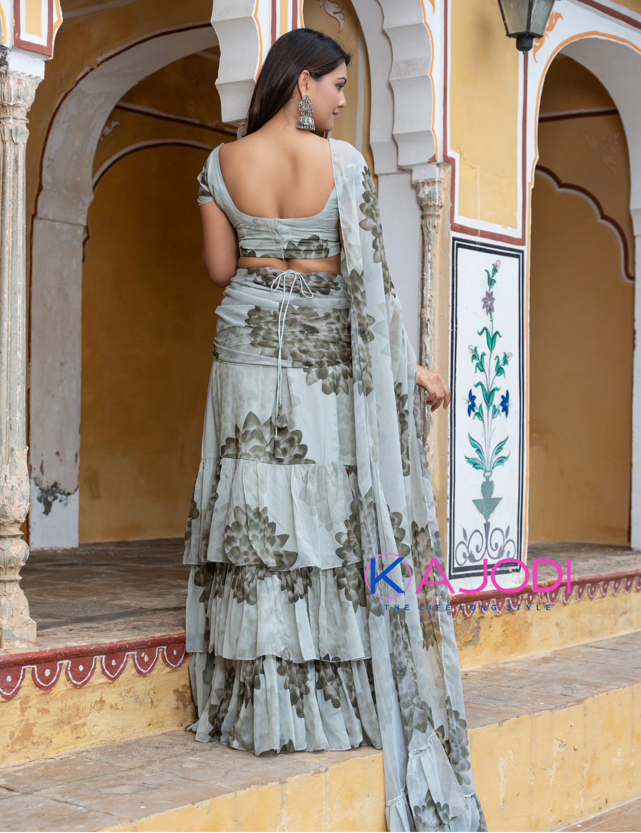 Yasmin Gray Chiffon Saree