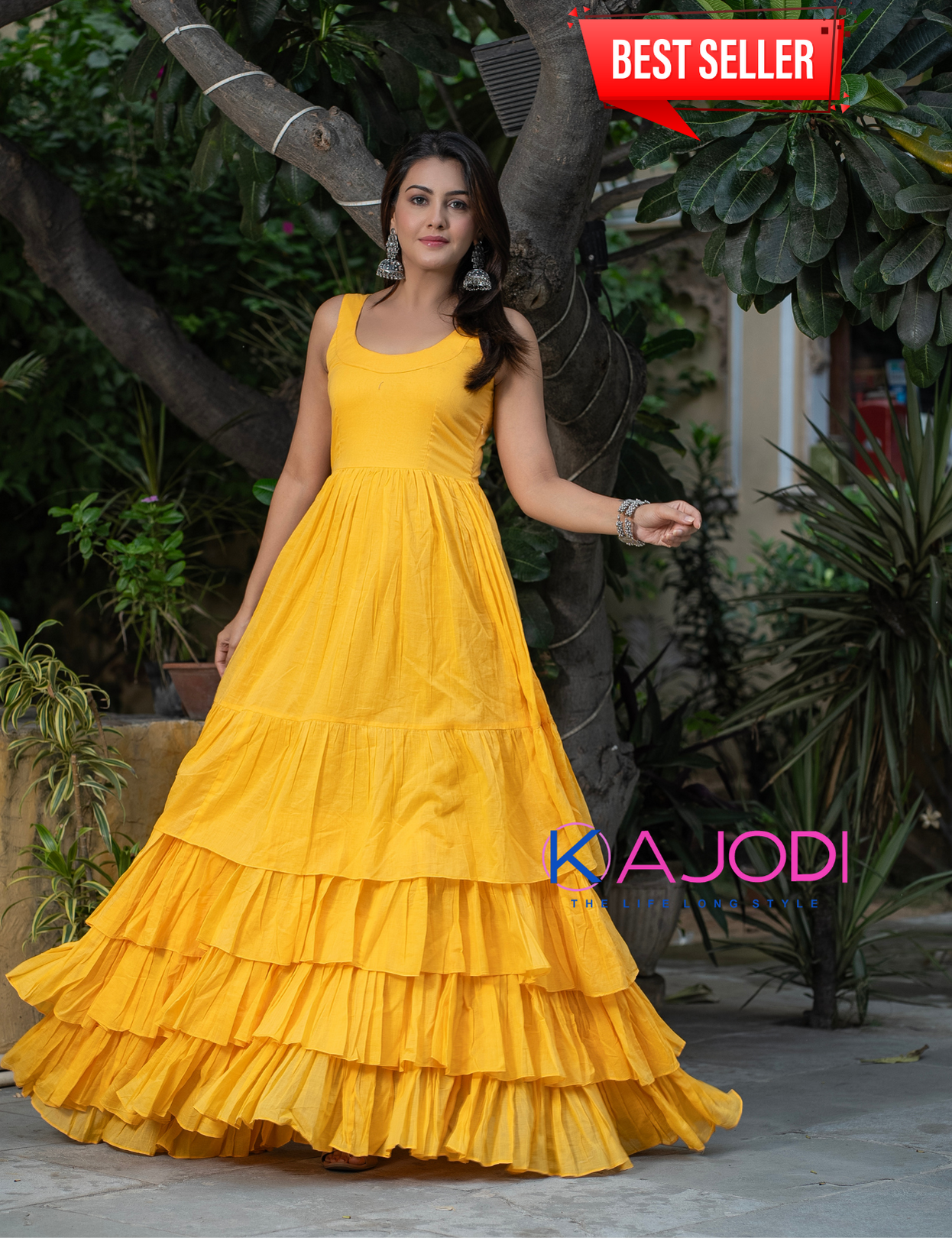 Orange Yellow Shade Long Dress
