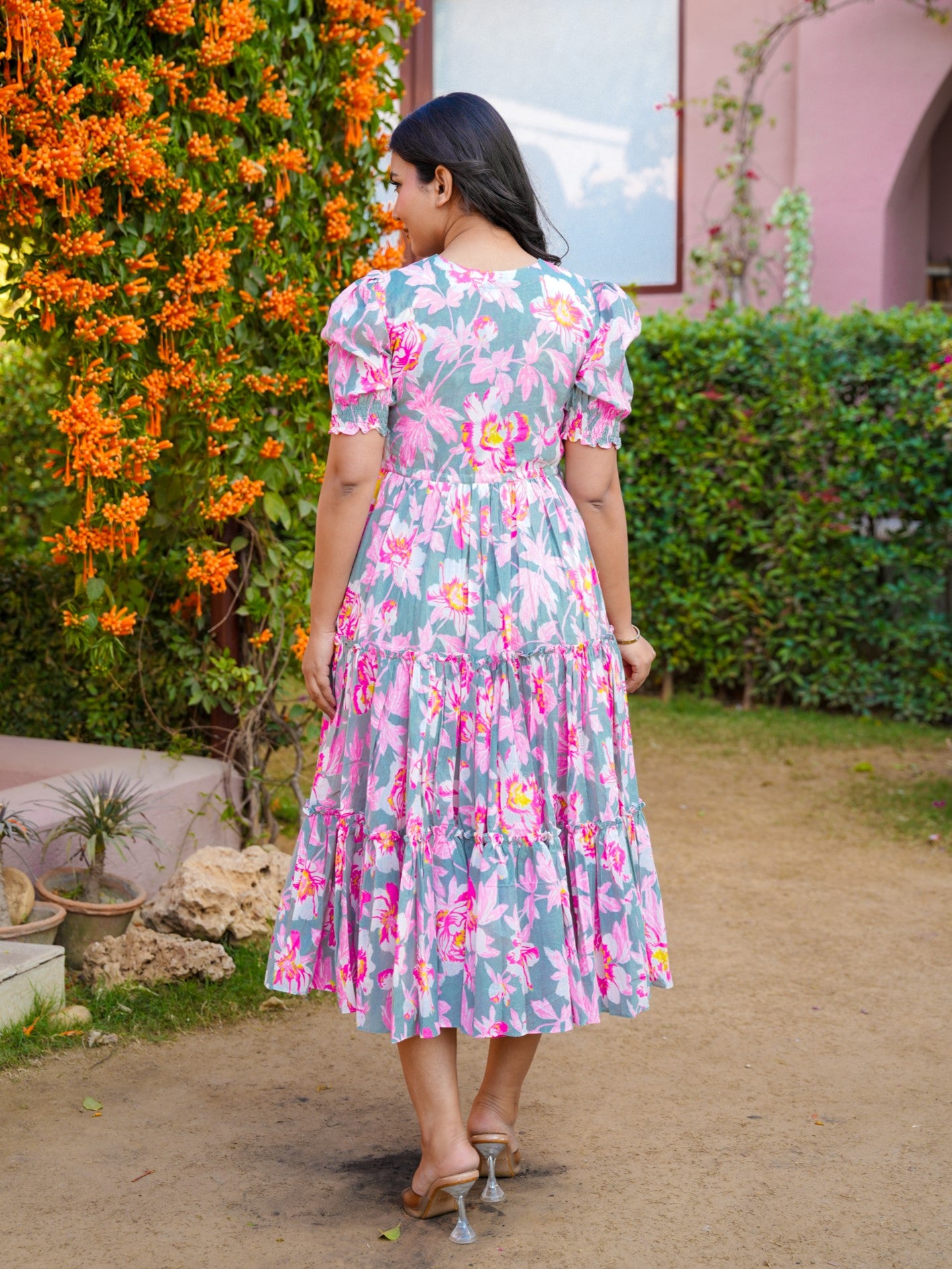 Mehraab Pink Floral Dress