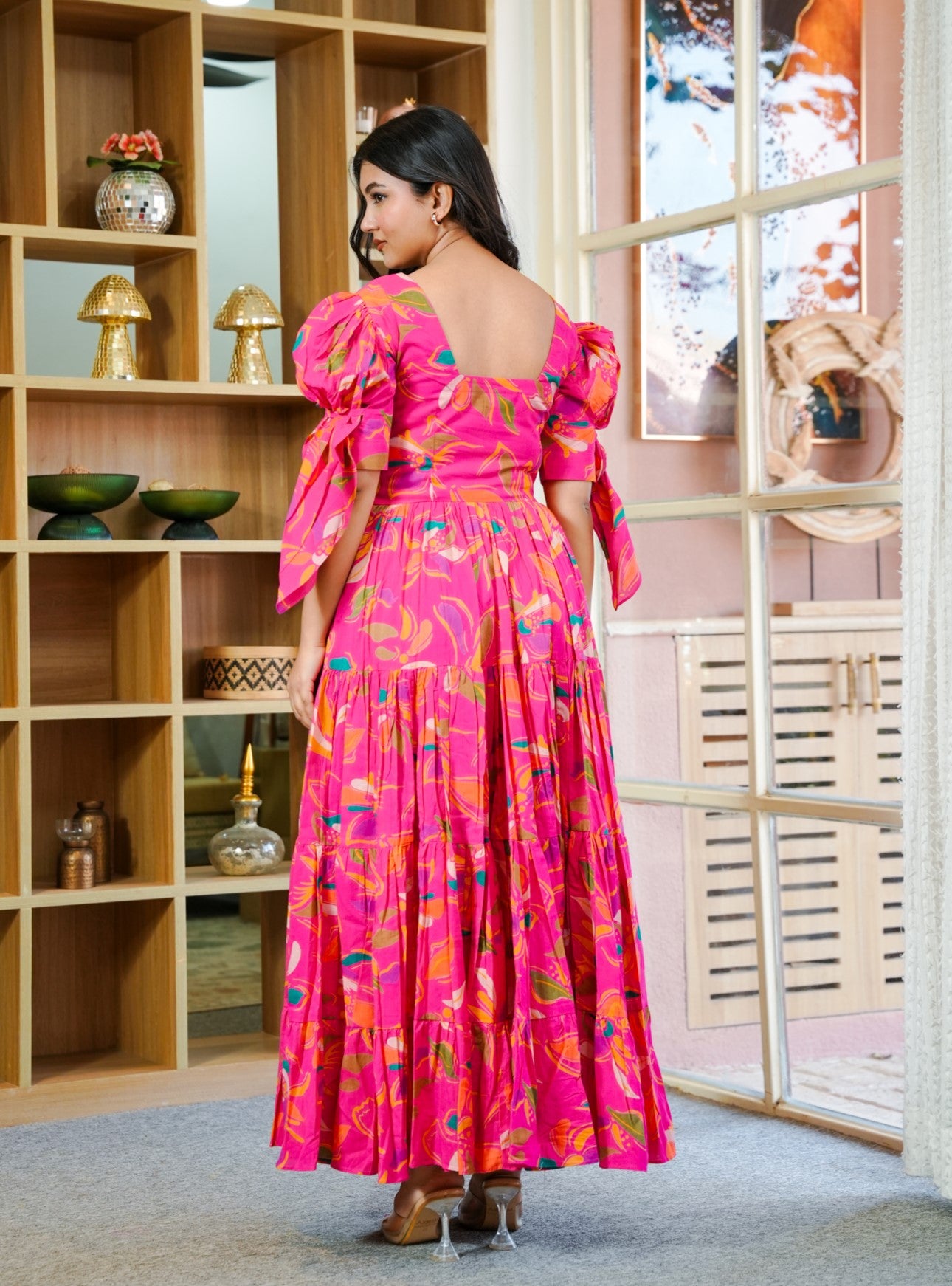 Sairaab Pink Floral Long Dress