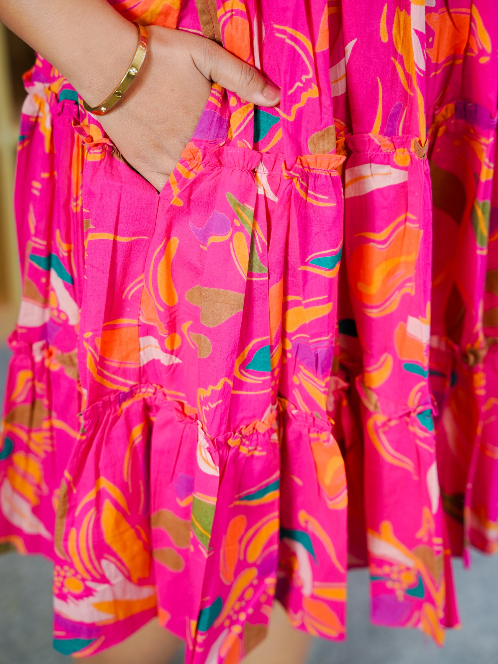 Sairaab Pink Floral Short Dress