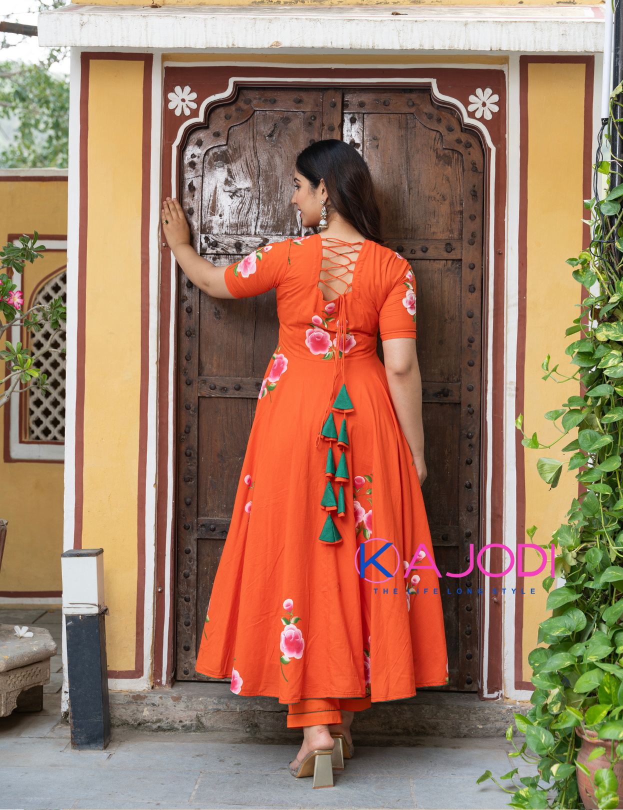 Orange Hand Painted Masakali Suit Set