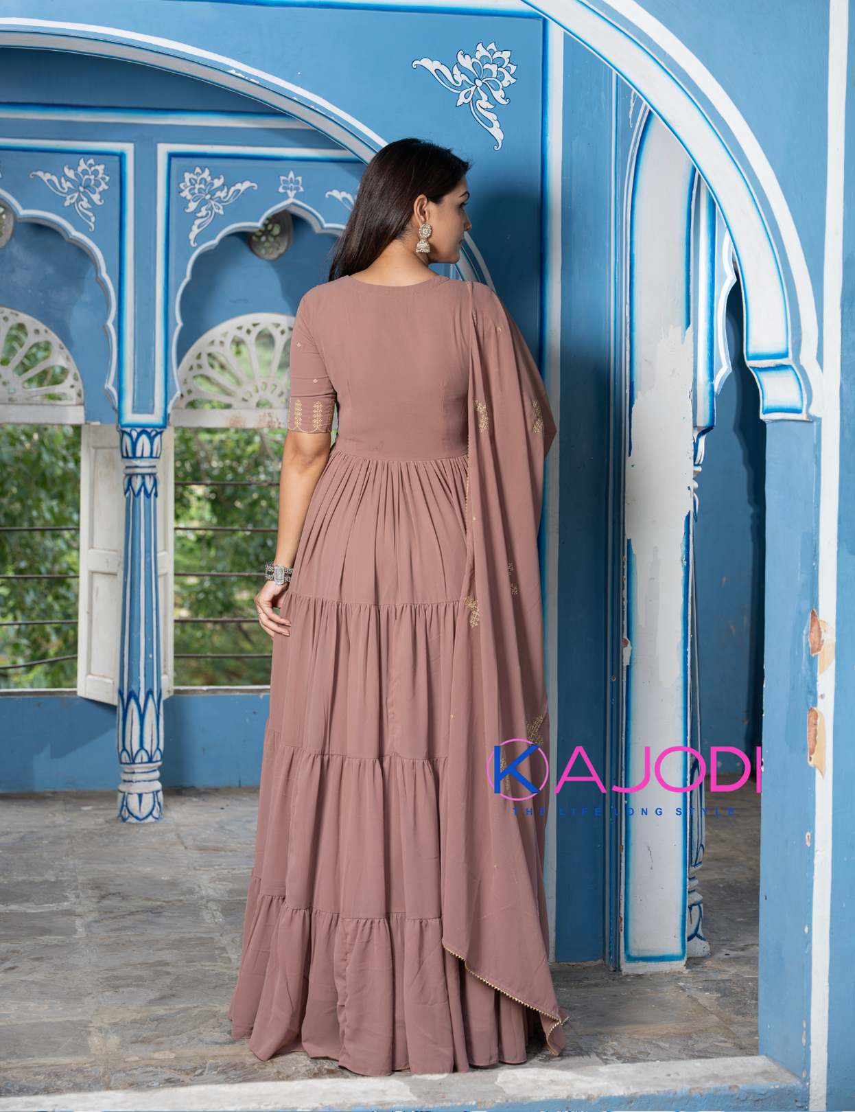 Rosy Embroidery Long Dress