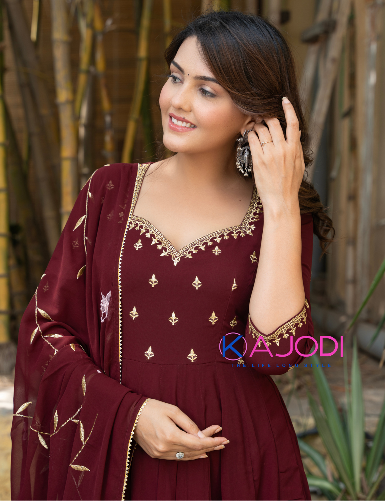 Sine Wine Embroidery Long Suit Set