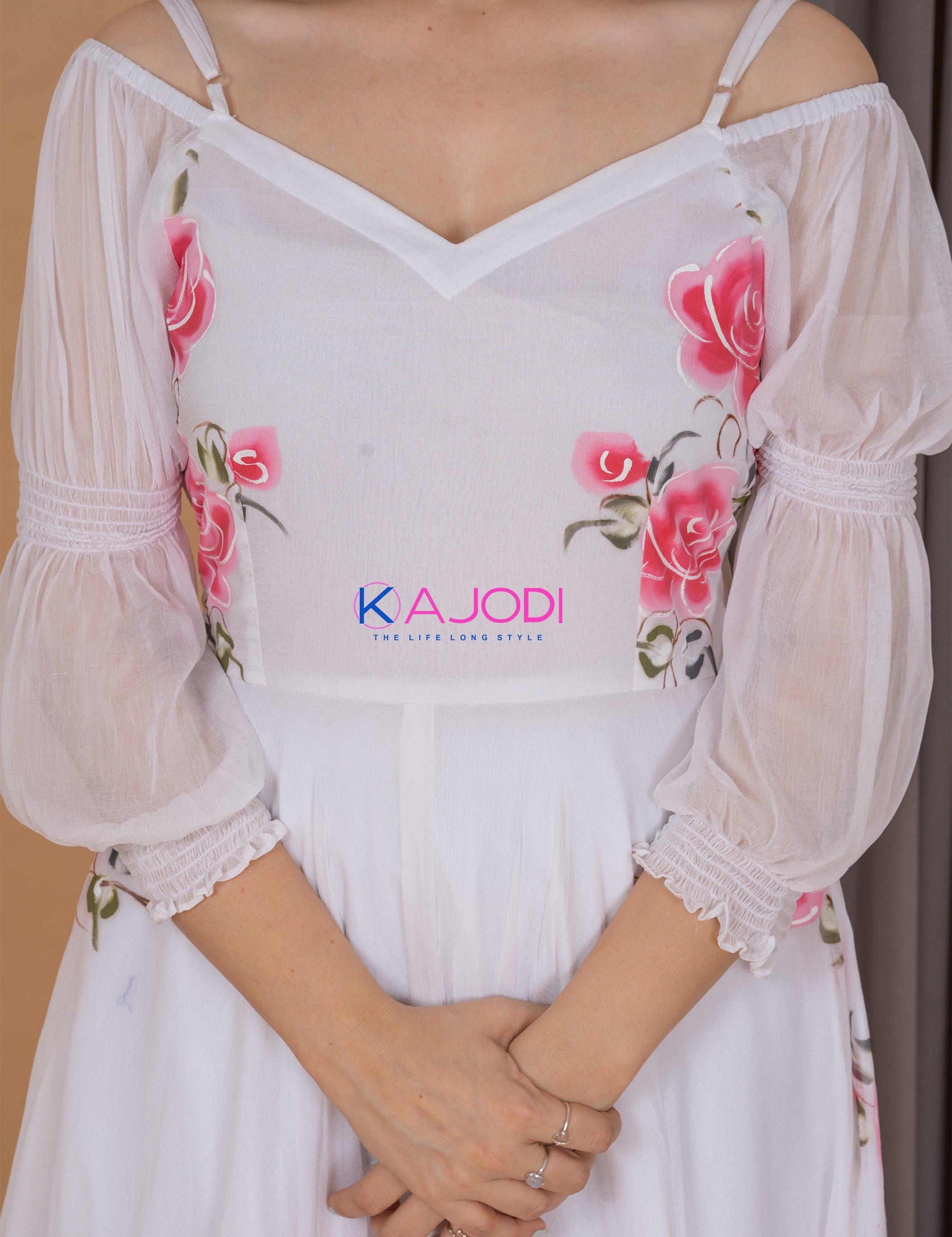 Taniya White Chiffon Long Dress.