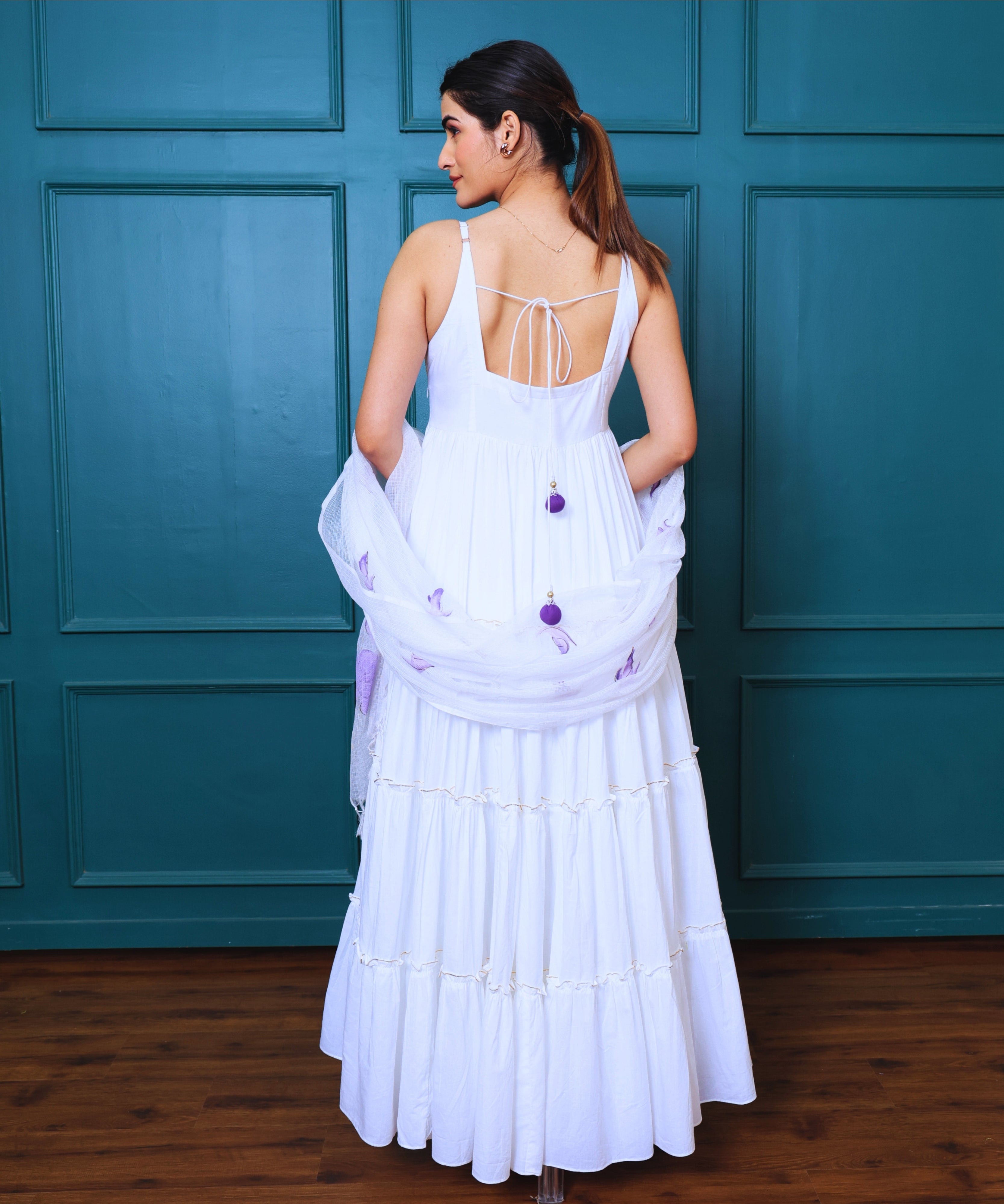 White Butterfly Floral Suit Sets
