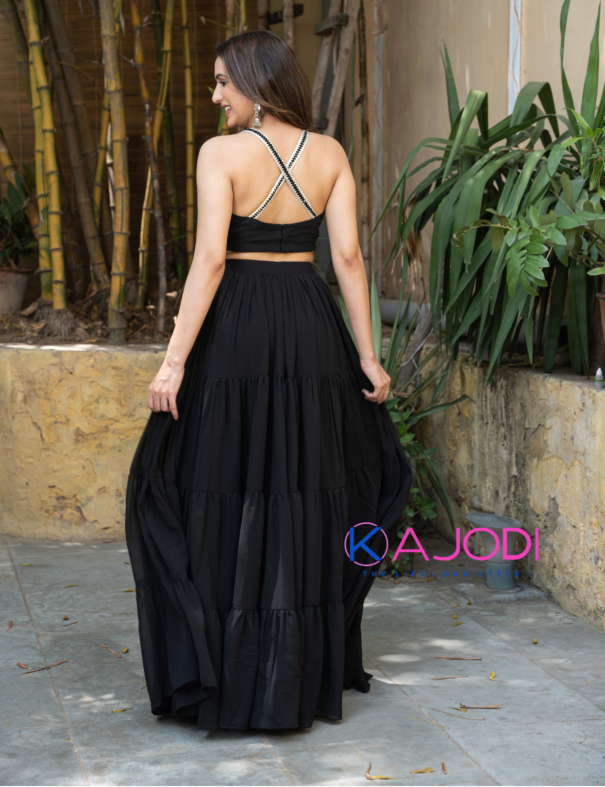 Black Cut Lehenga Choli Set