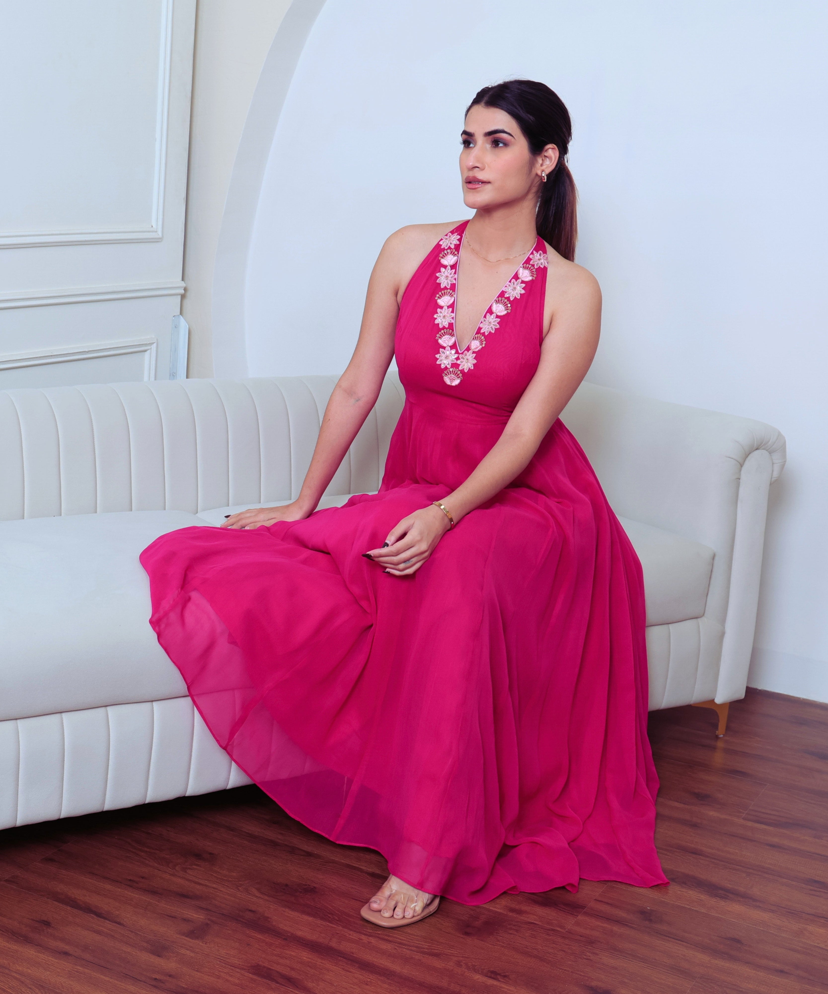 Pink Glow Backless Dress