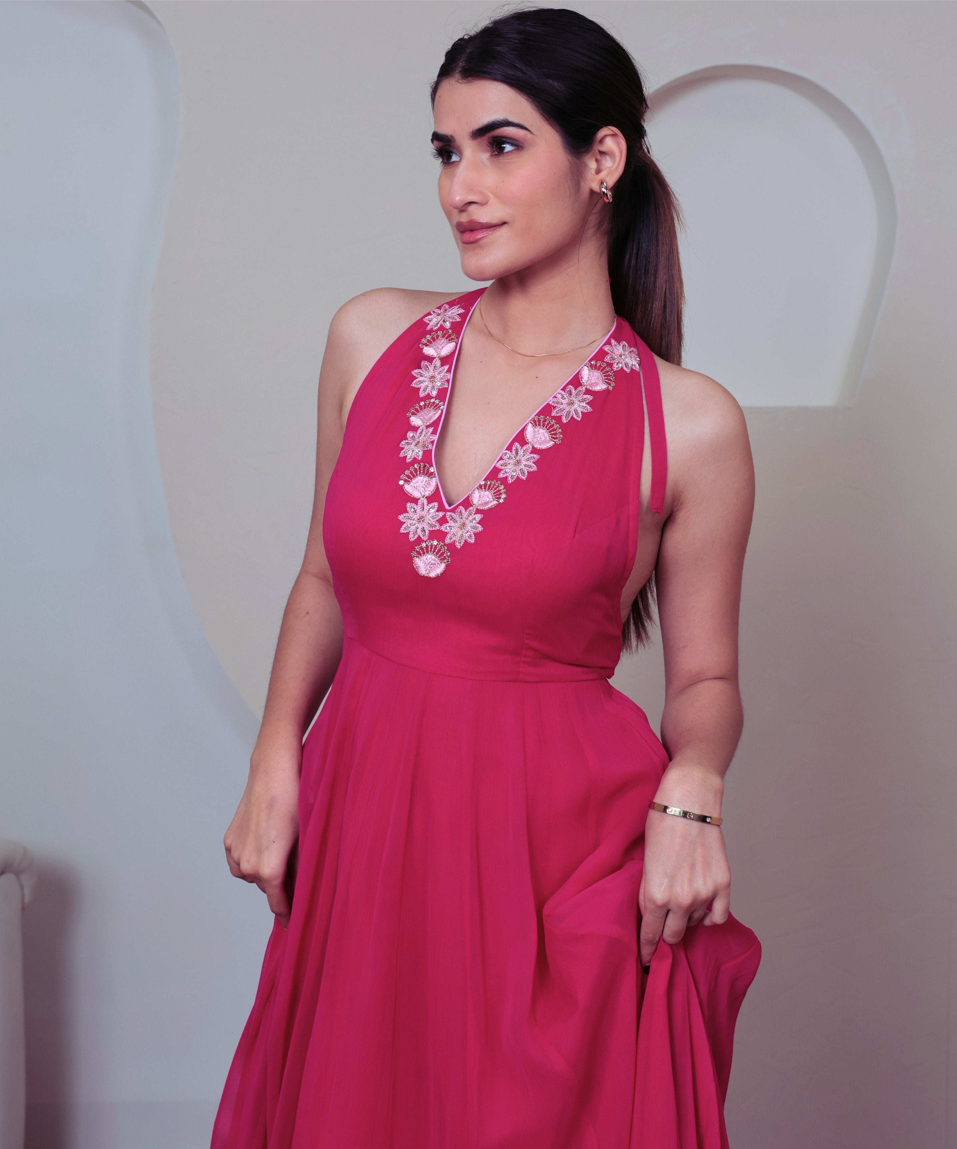 Pink Glow Backless Dress