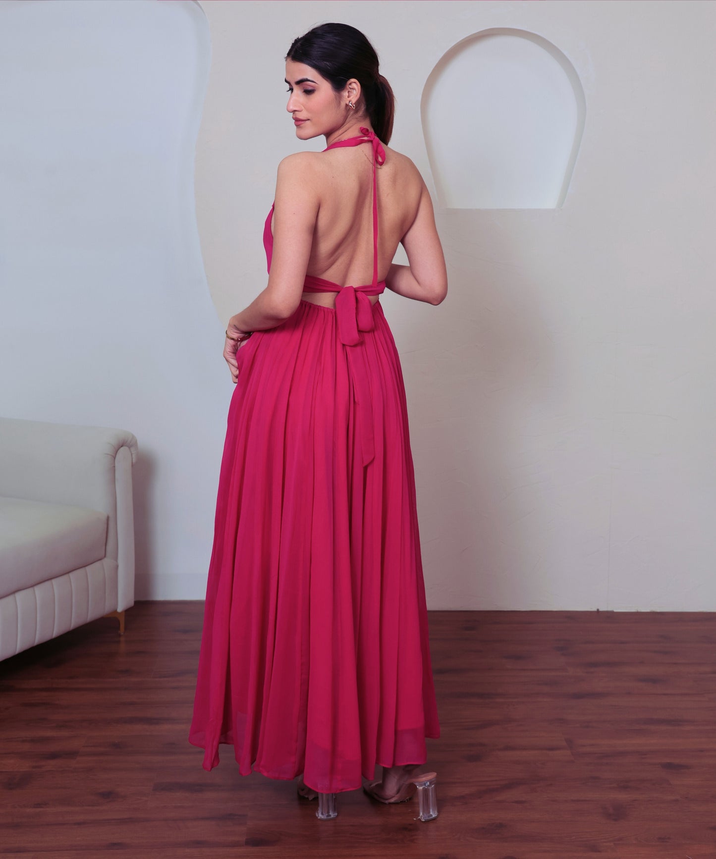 Pink Glow Backless Dress