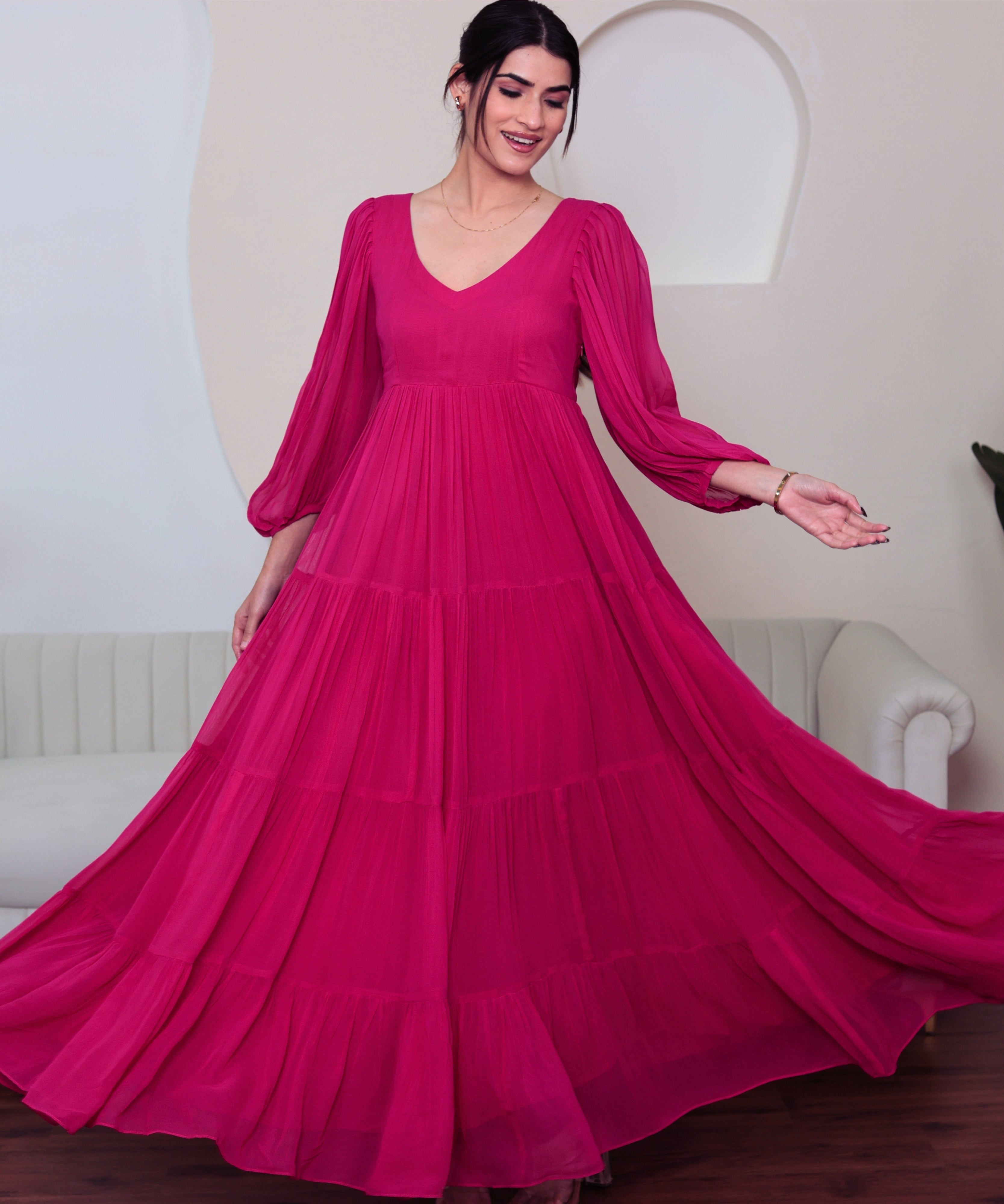 Nargis Ruffle Pink Dress