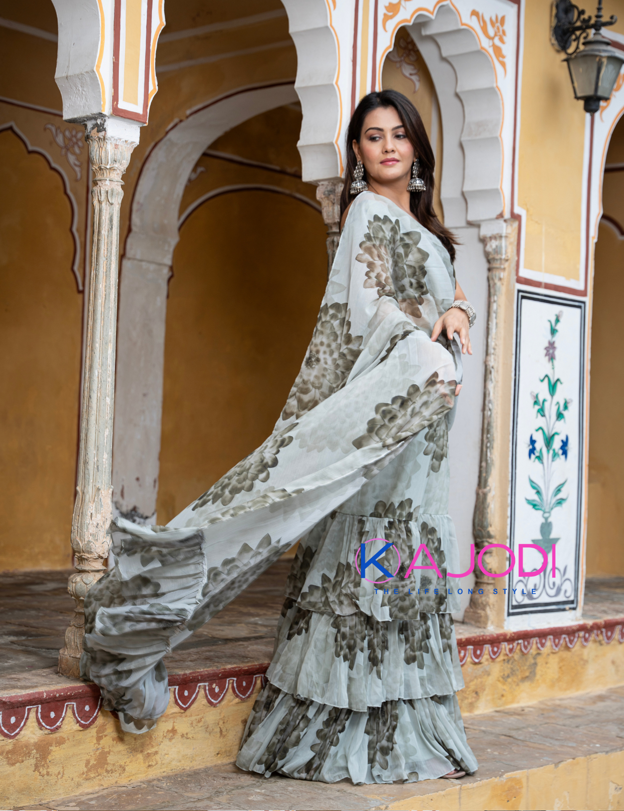 Yasmin Gray Chiffon Saree