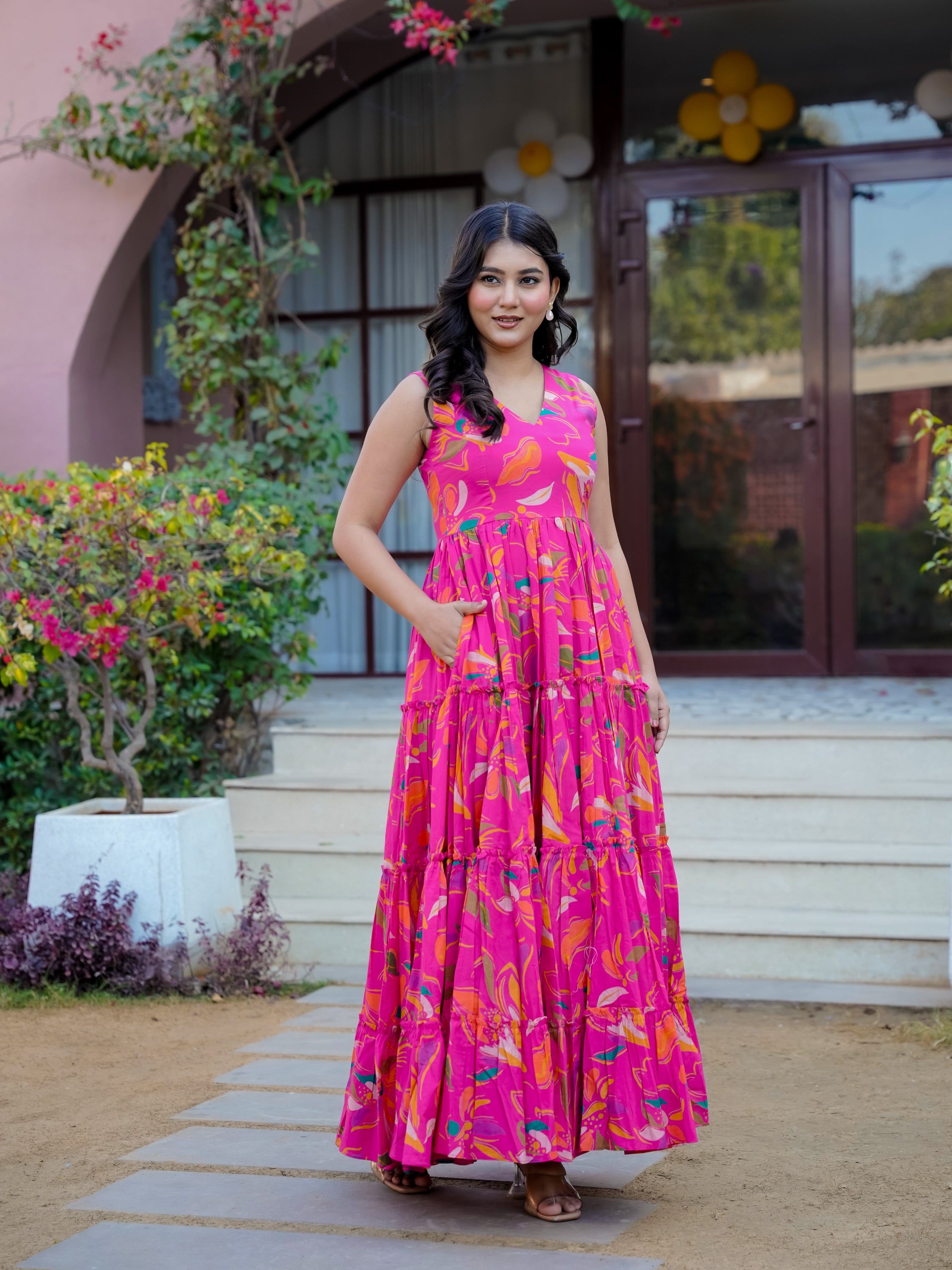 Pink Magic Floral Cotton Dress