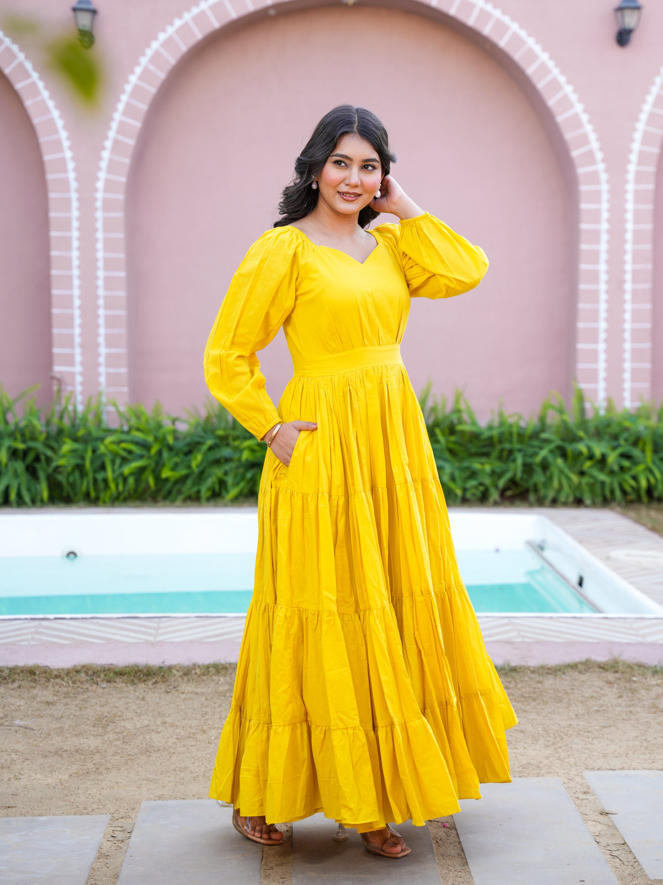 Mustard Candy Long Cotton Dress