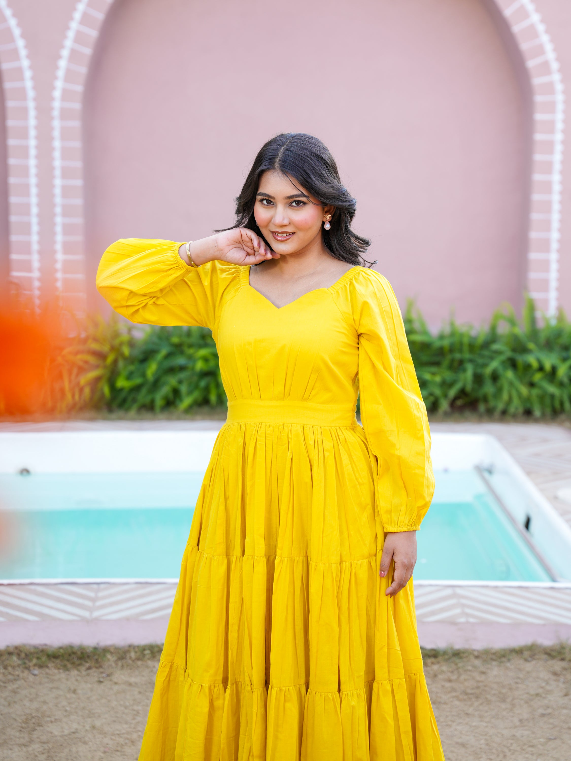 Mustard Candy Long Cotton Dress
