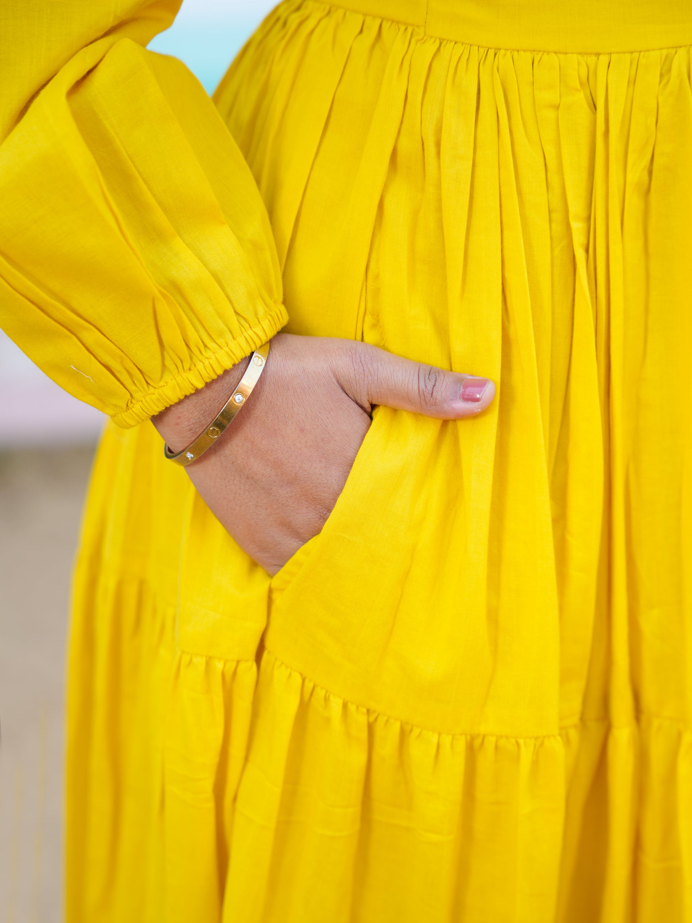 Mustard Candy Long Cotton Dress
