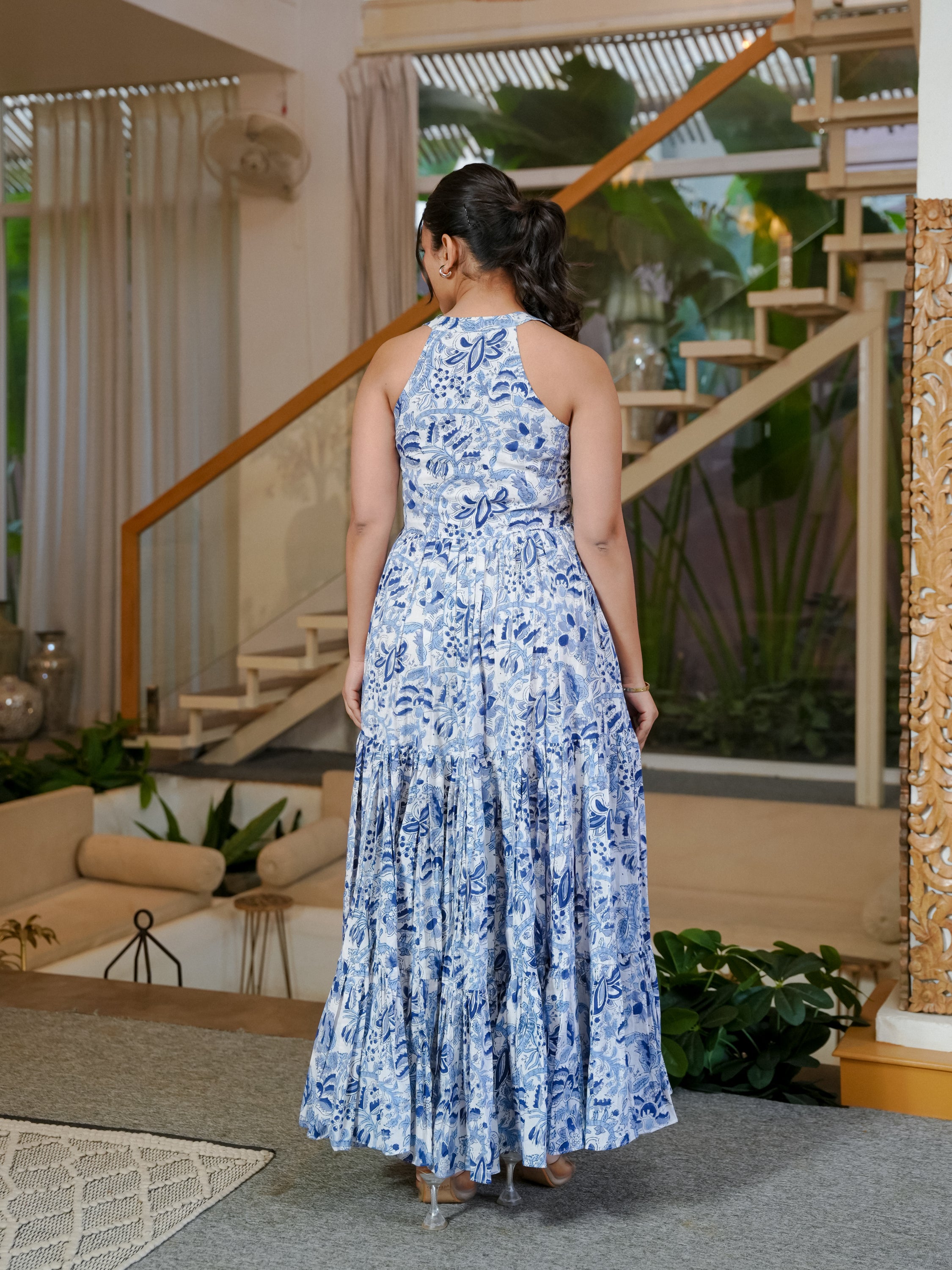 Blue Butterfly Cotton Dress