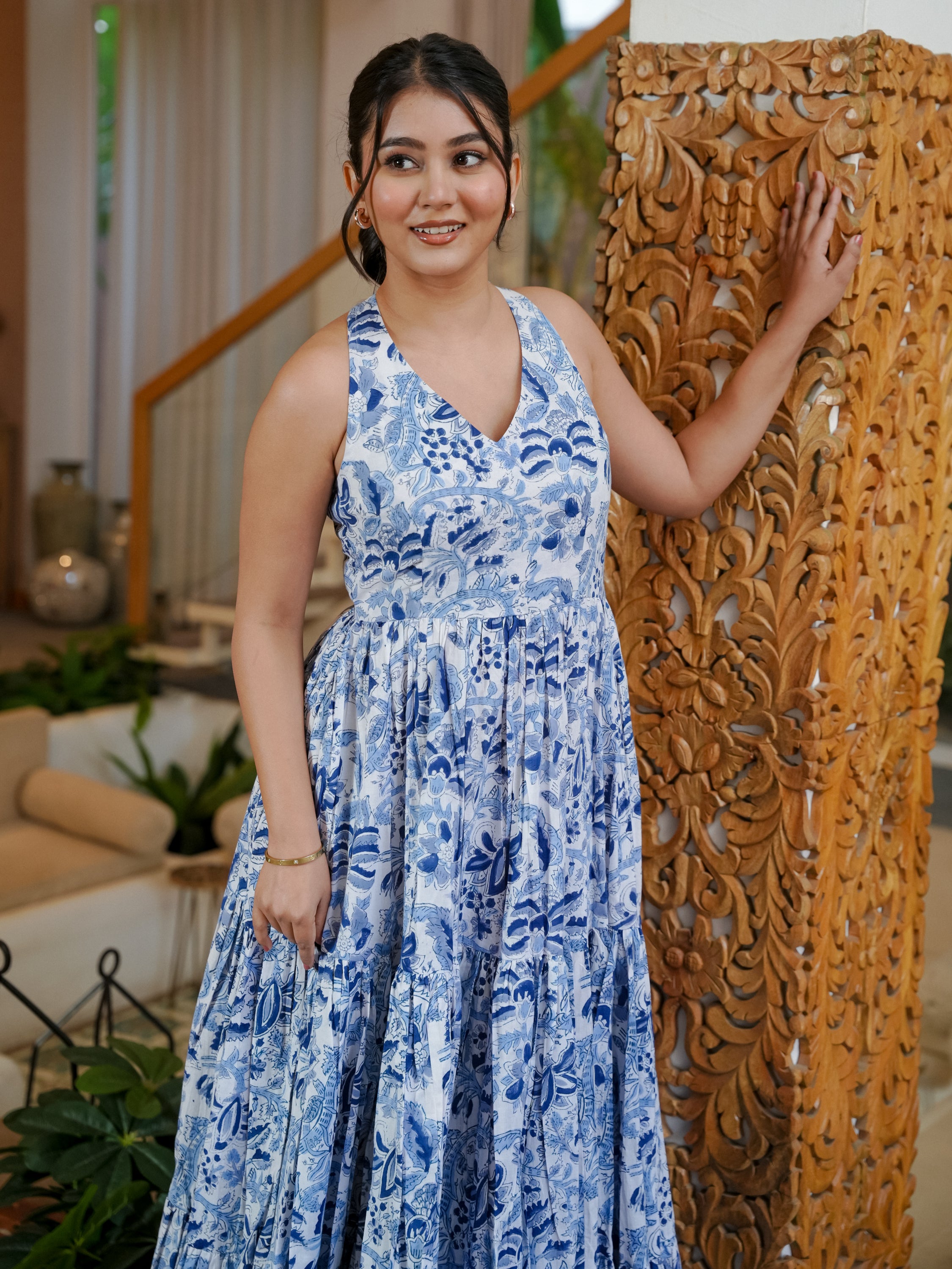 Blue Butterfly Cotton Dress