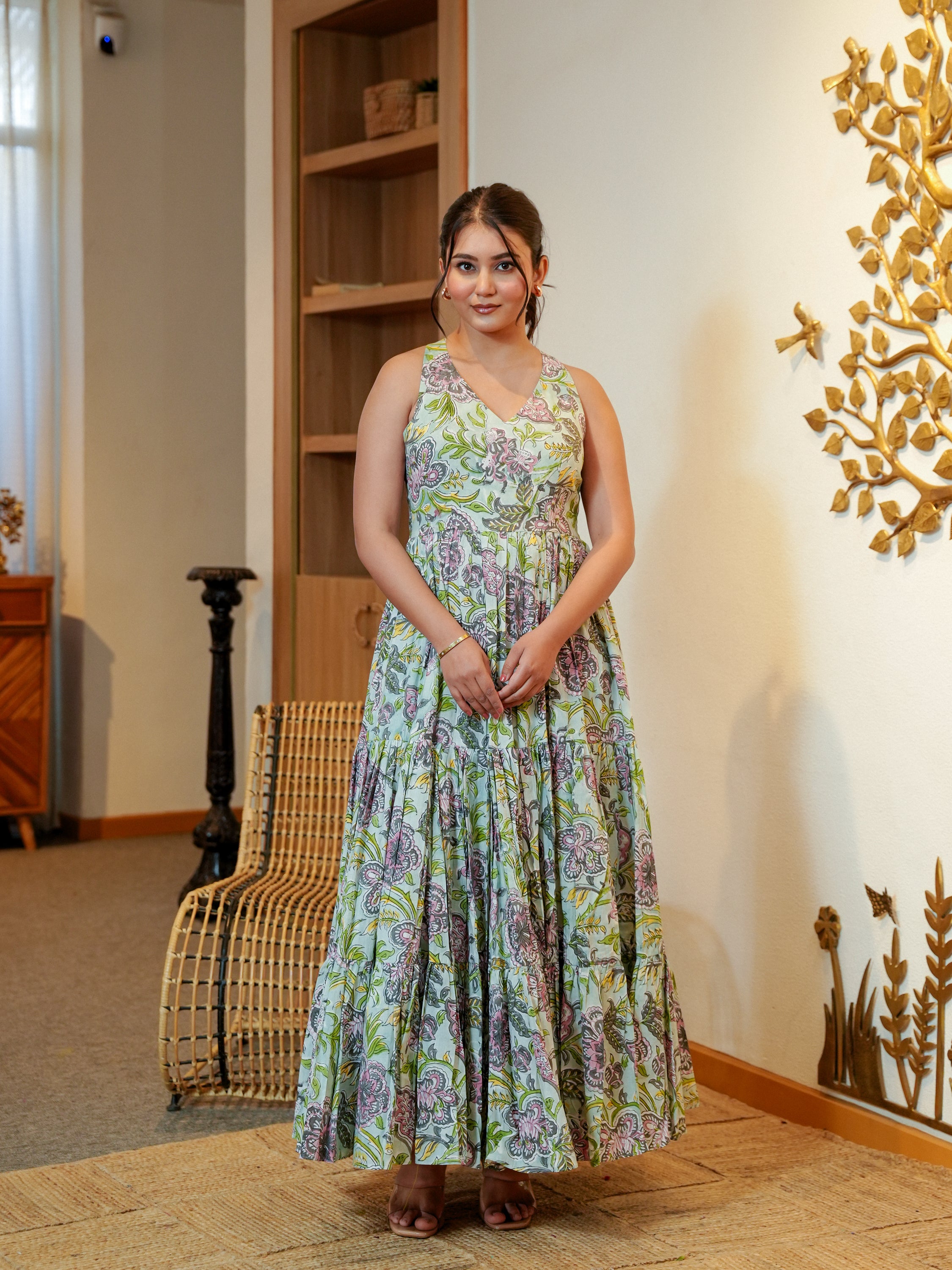 Green Butterfly Cotton Dress