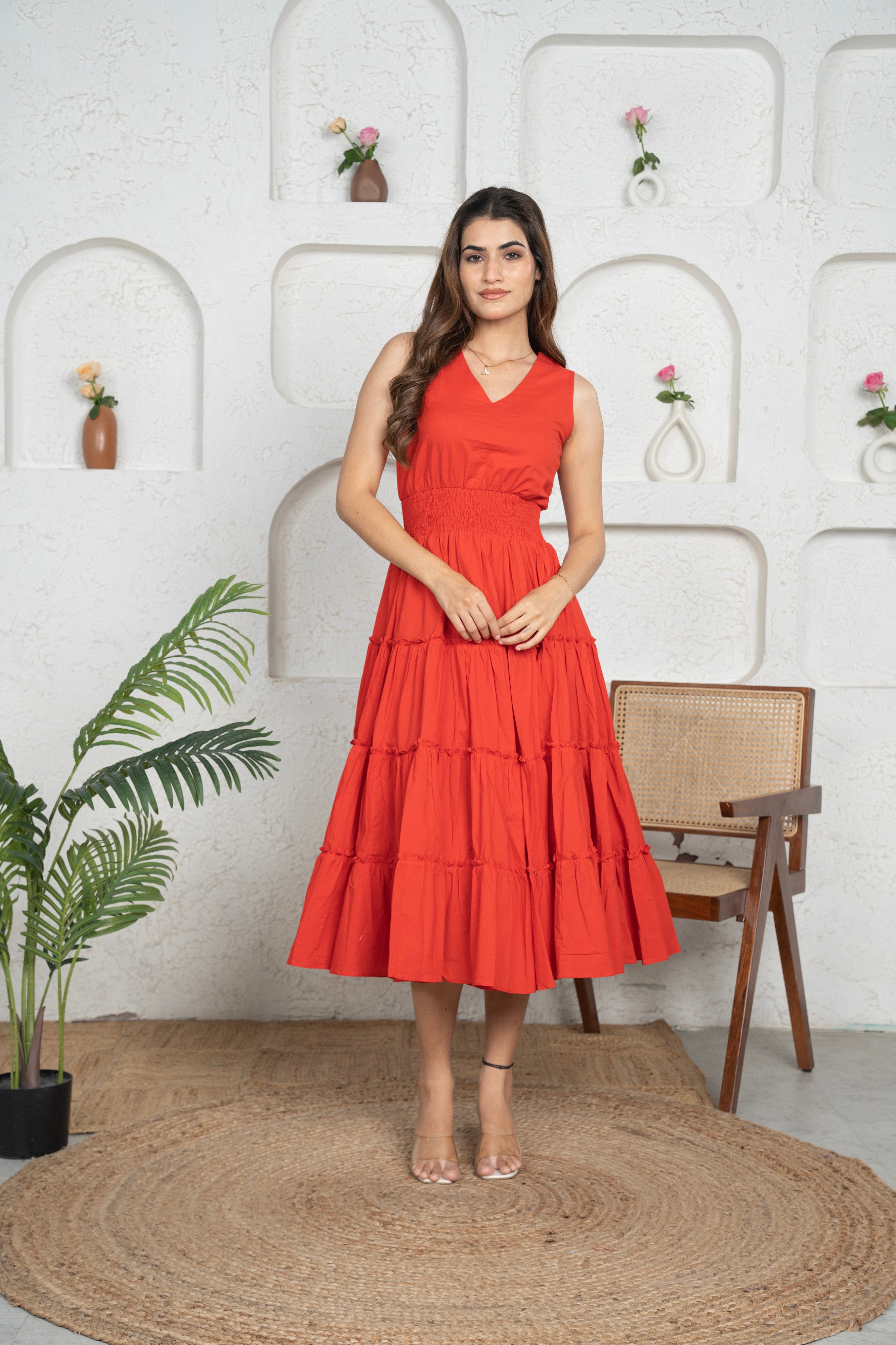 Orange Sleeveless Short Dress