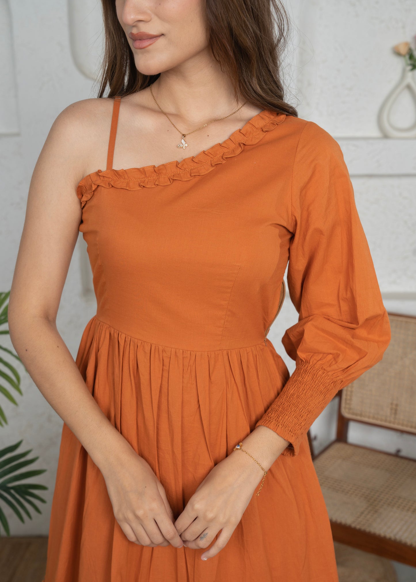 Inna Rust Solid Short Dress