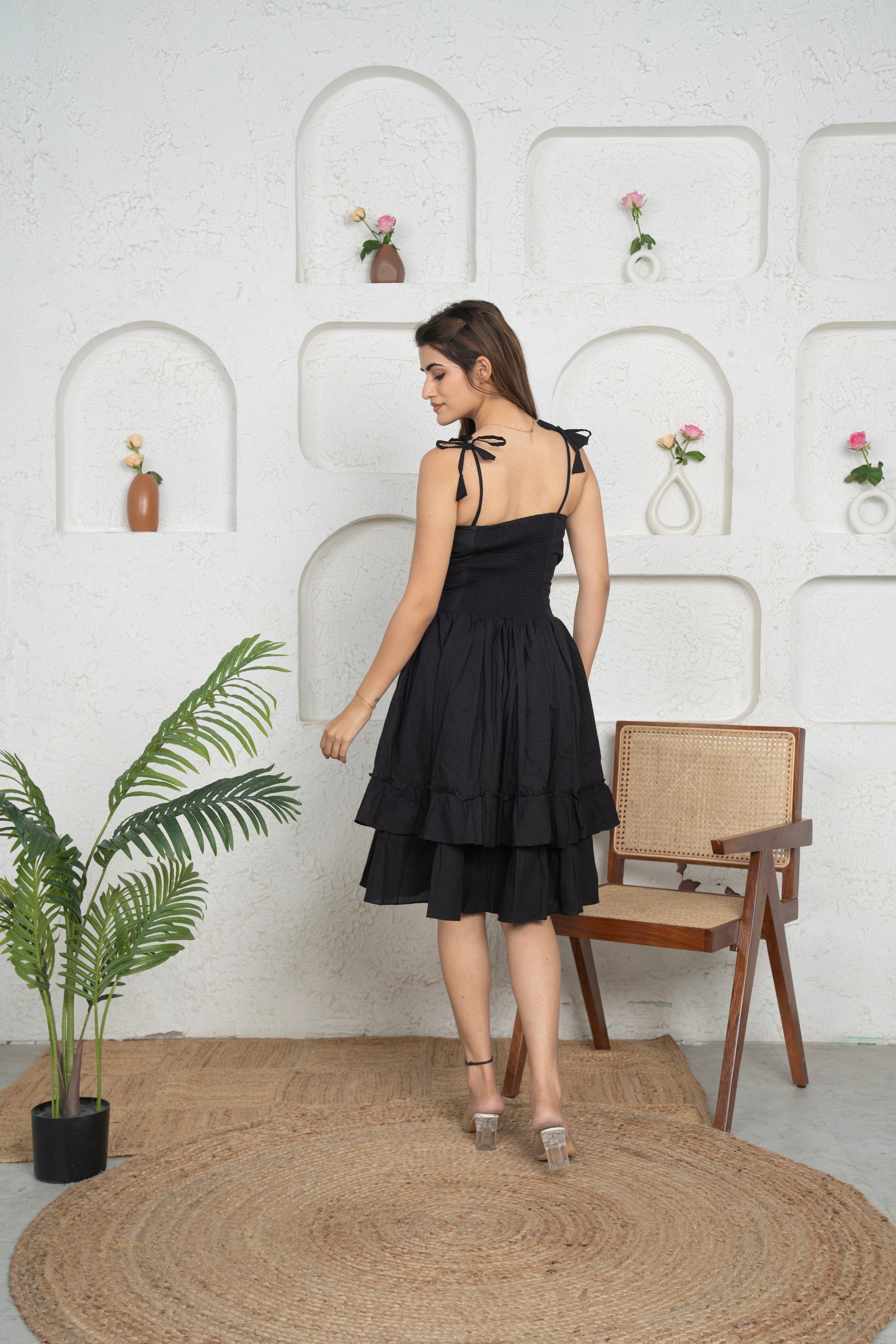 Black Flare Short Dress