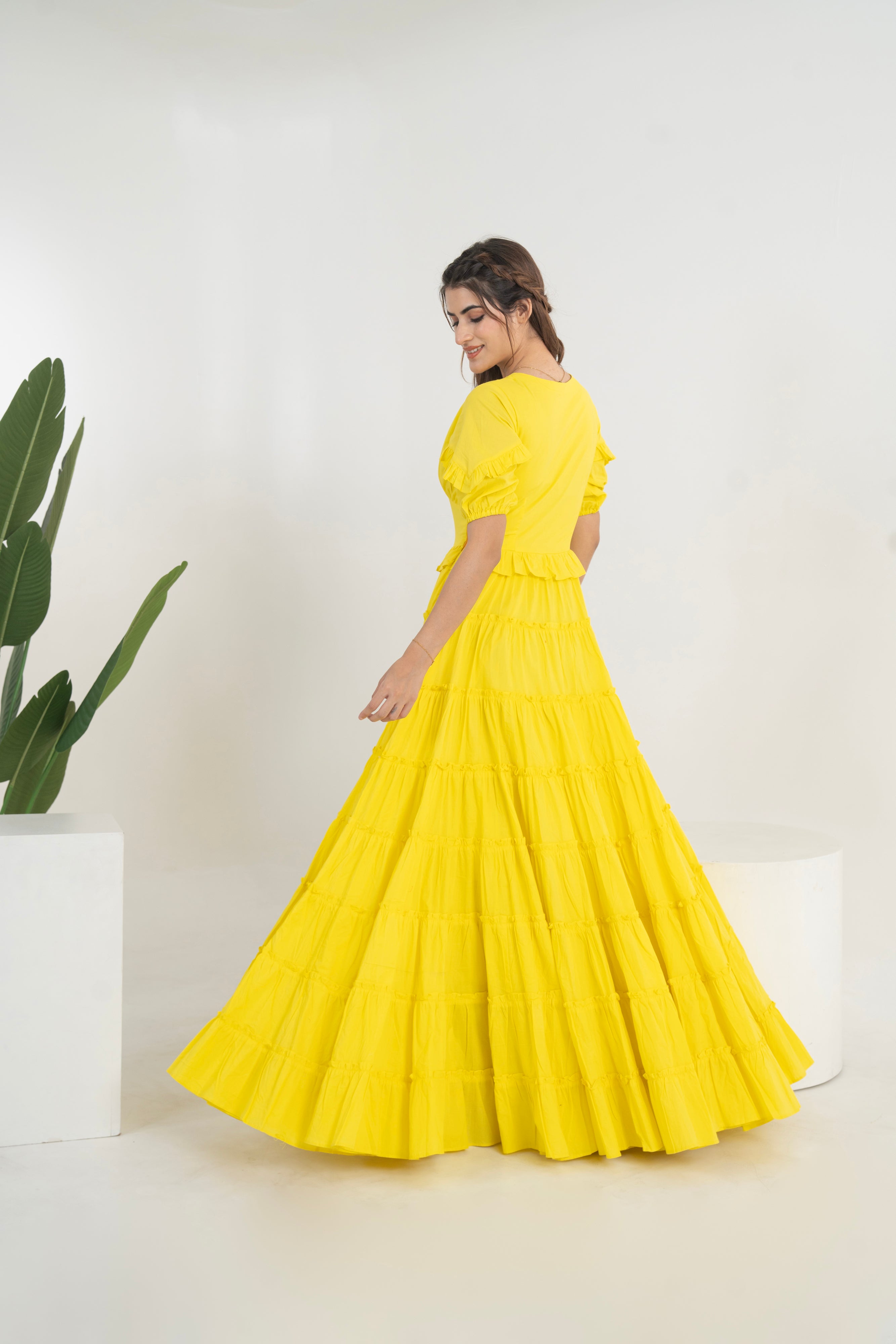 Haldi Special Long Tier Dress