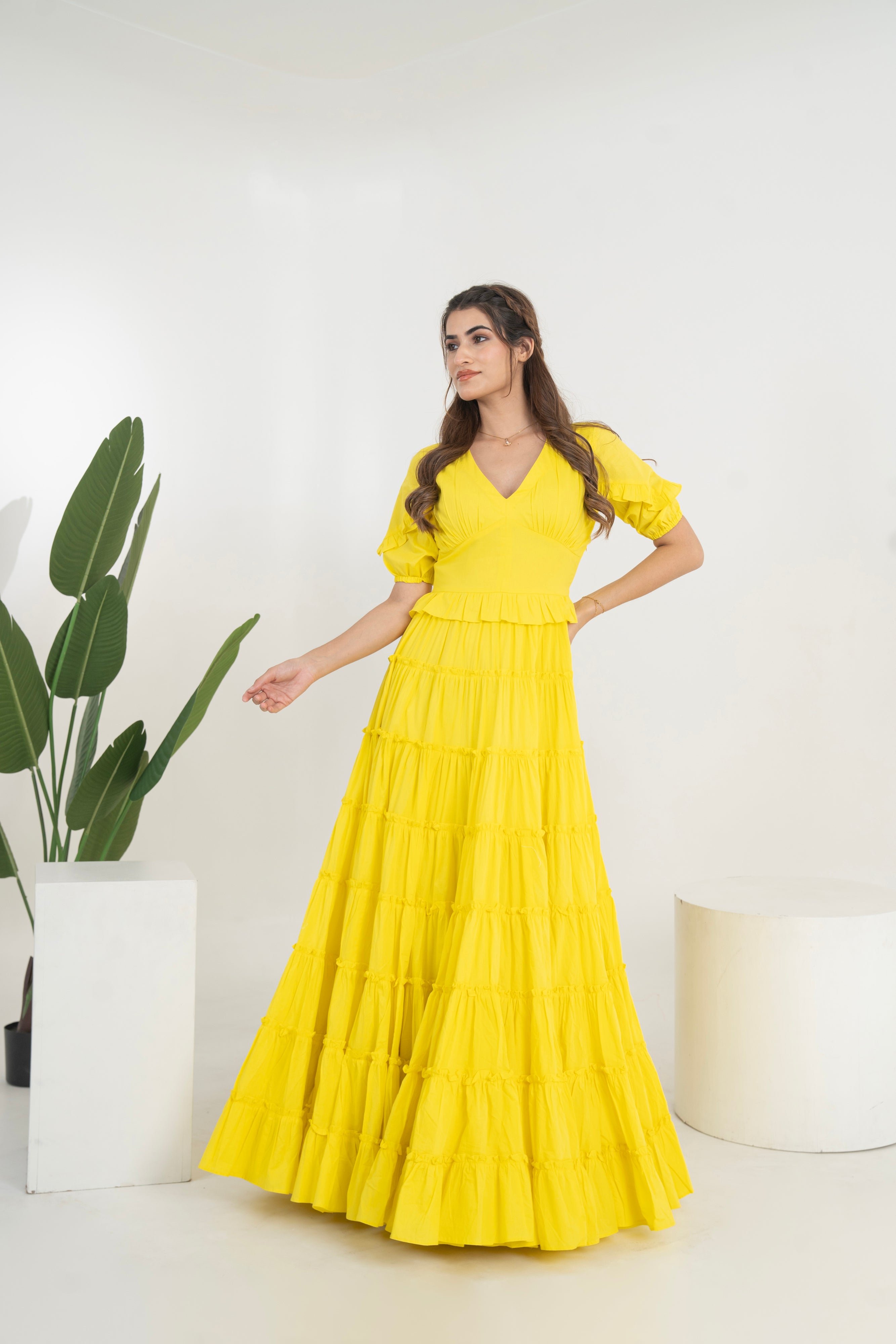 Haldi Special Long Tier Dress