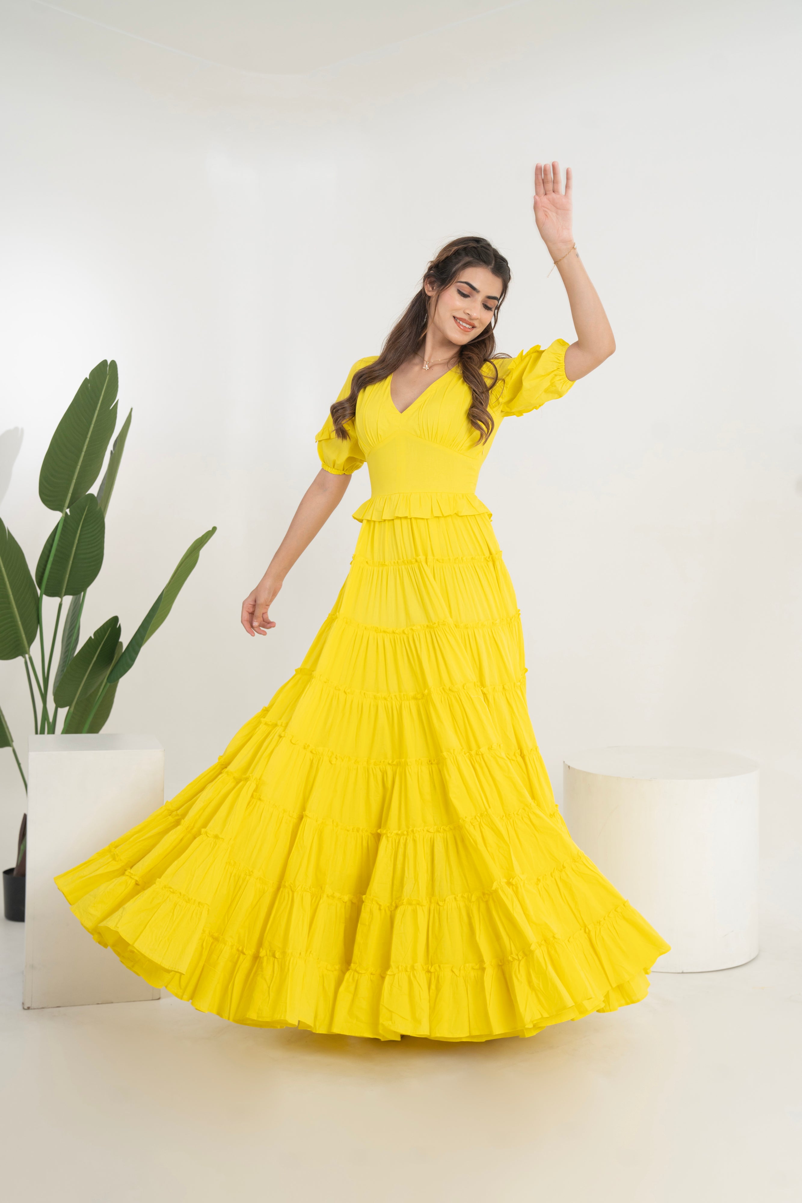 Haldi Special Long Tier Dress
