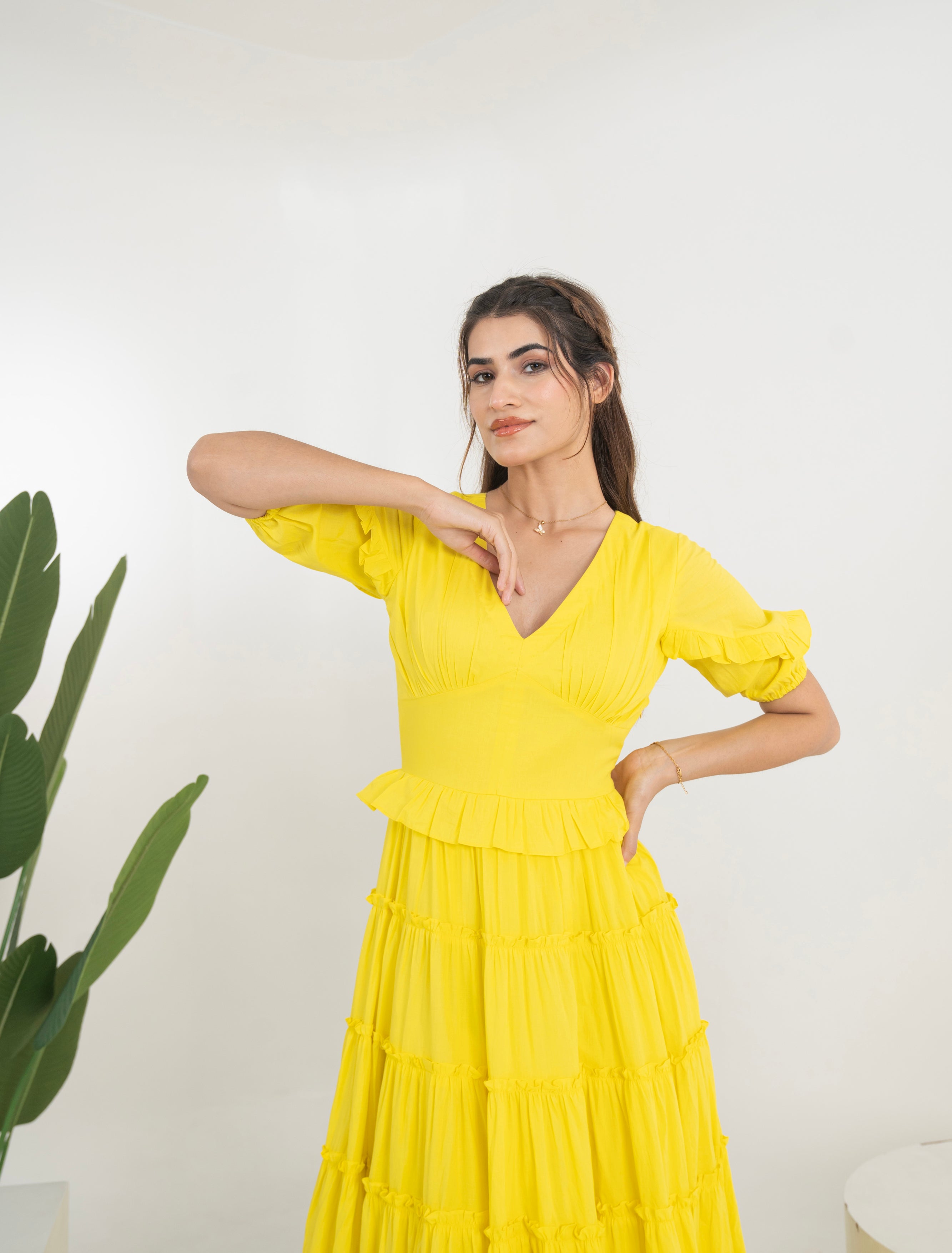 Haldi Special Long Tier Dress