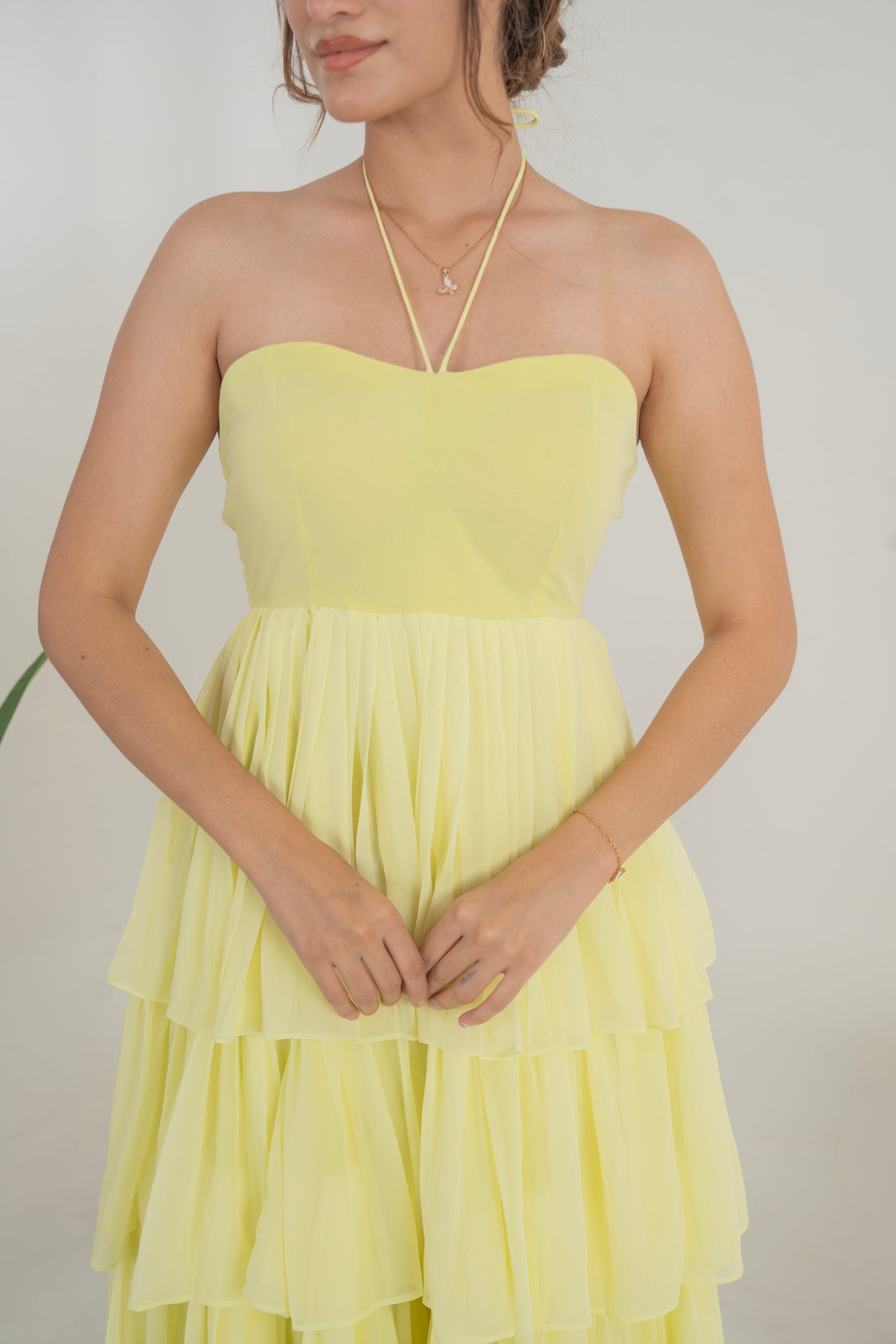 Kanchi Yellow Solid Dress