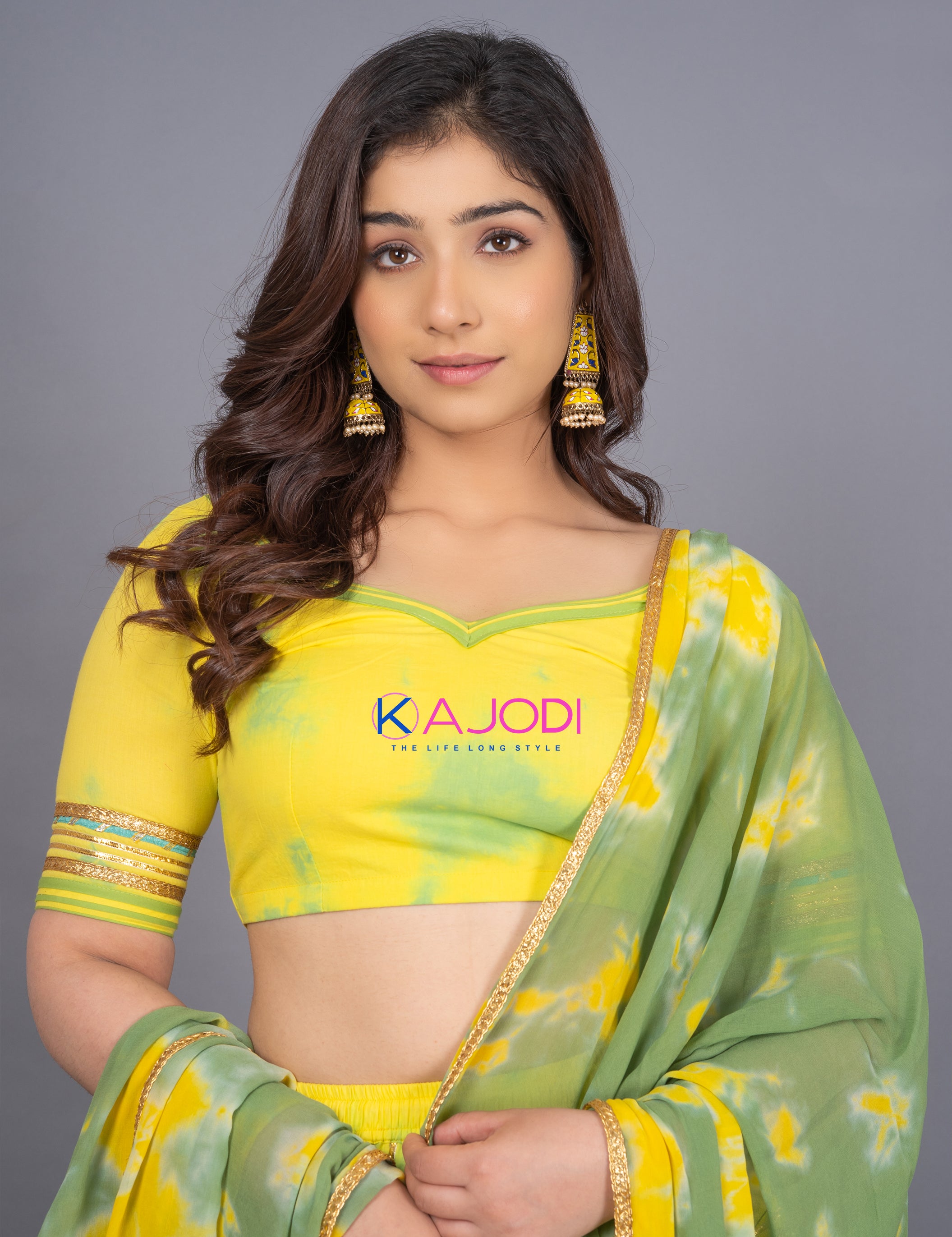 Gangaur Yellow Green Lehenga Set