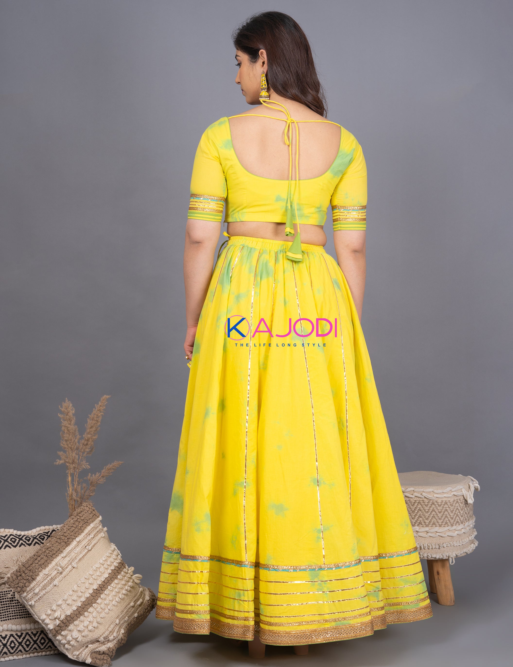 Gangaur Yellow Green Lehenga Set