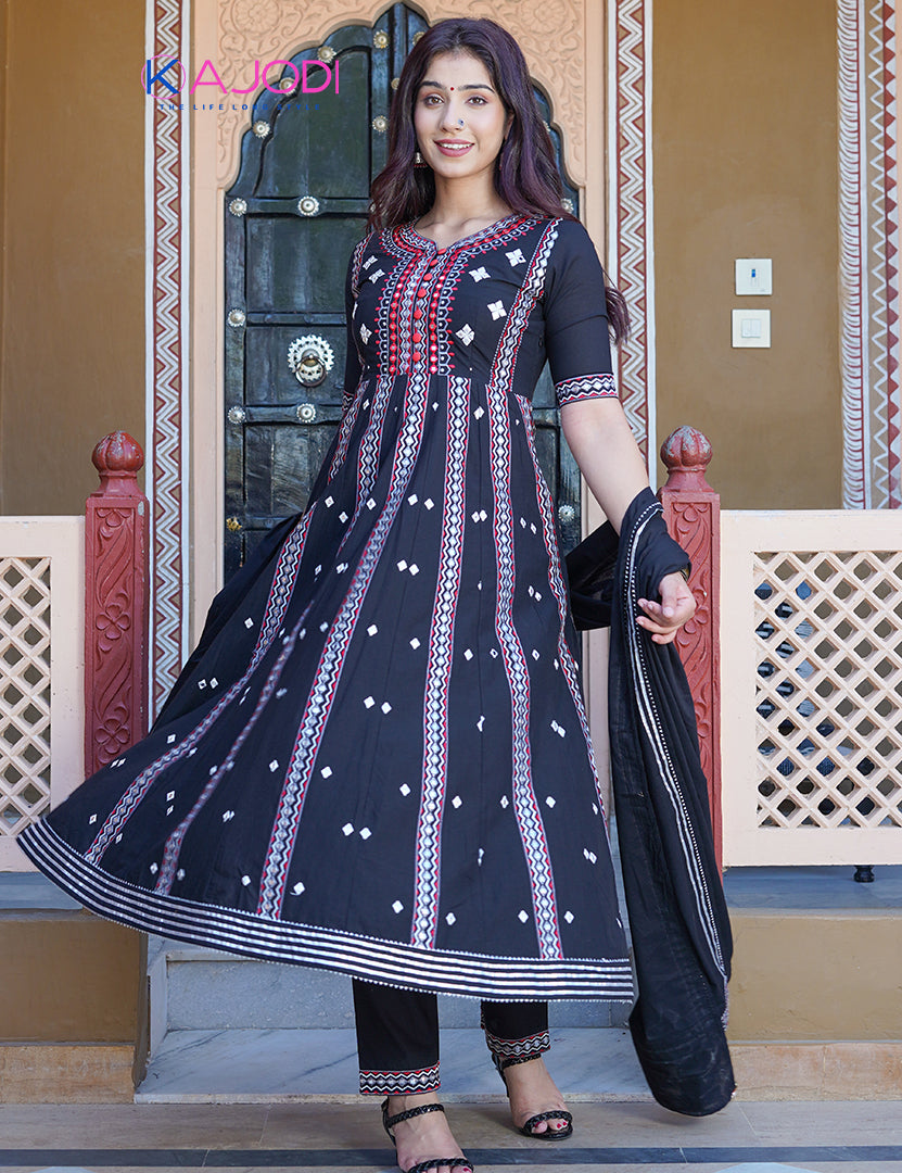 Gulabo Black Embroidered Anarkali Set with Dupatta