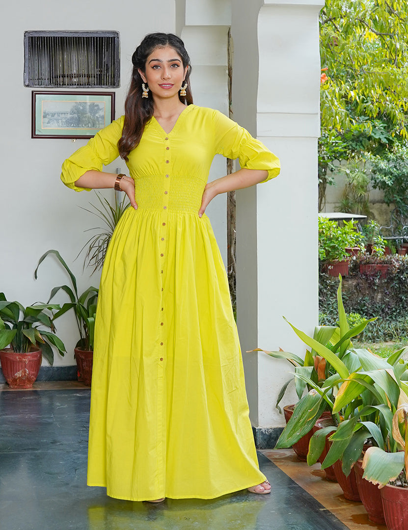 Solid Neon Long Dress