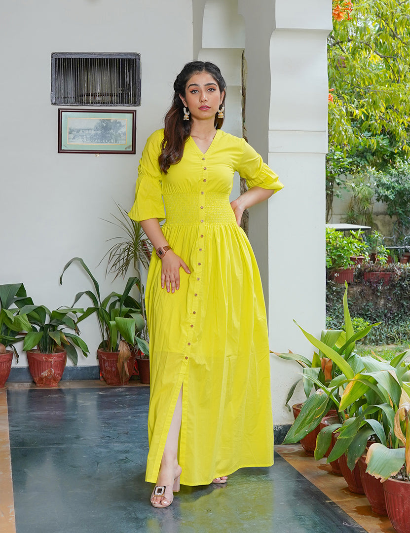 Solid Neon Long Dress