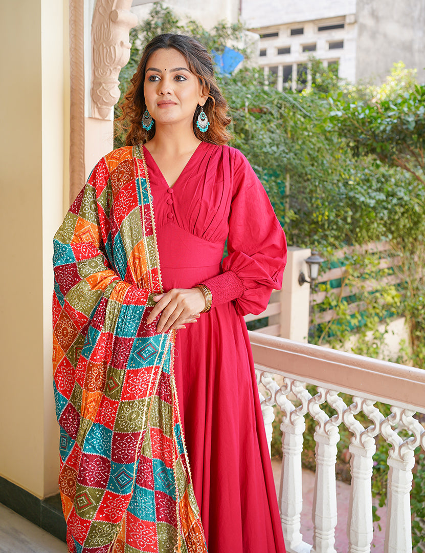 Naziya Long Dress With Pant and Dupatta Set ( 3 Nos in 1 Set)