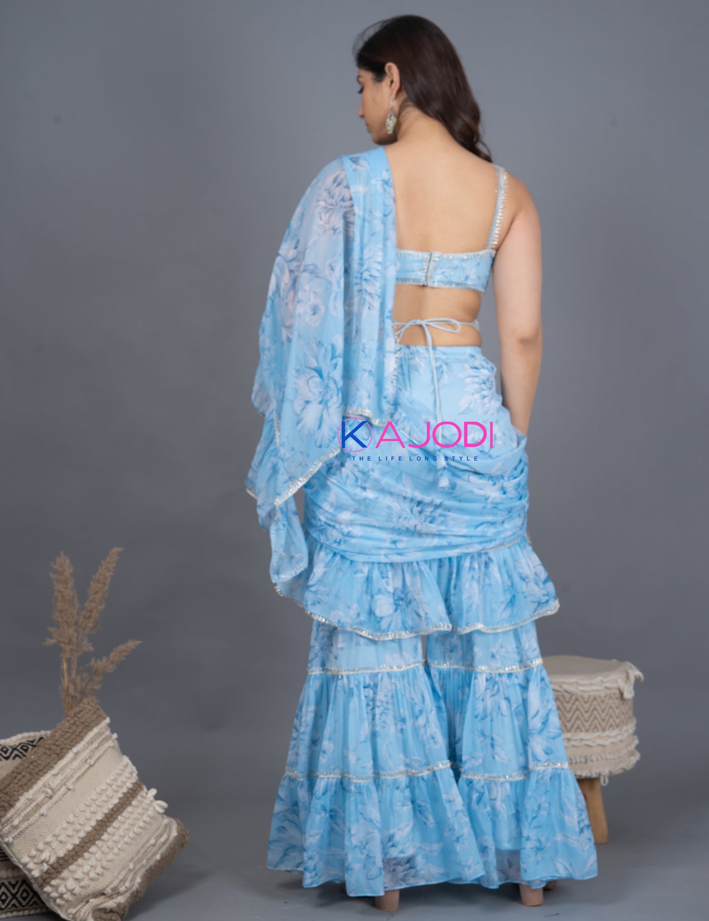 Panihari Draped Chiffon Saree Set