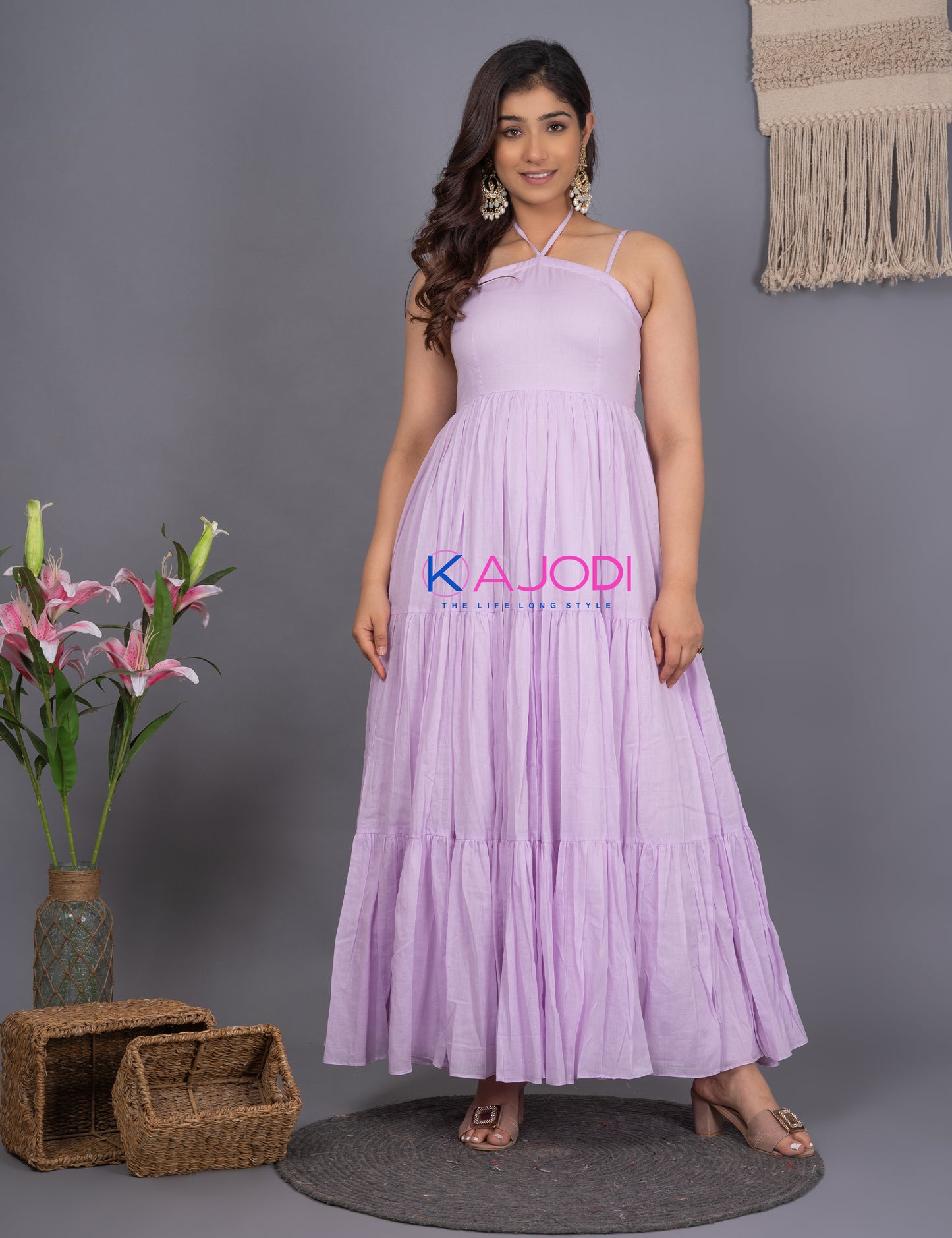 Mauve Long Cotton Dress