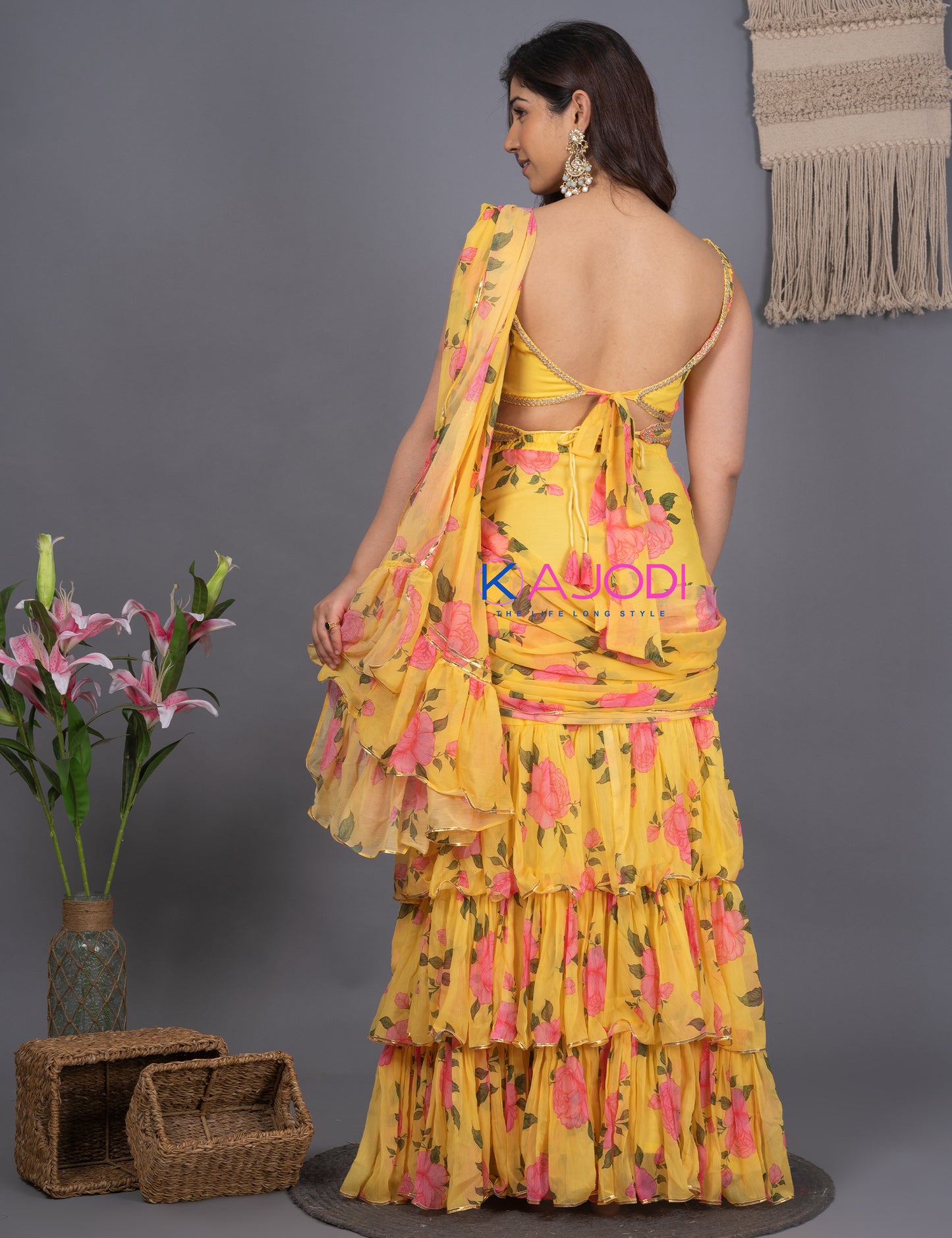 Yellow Haldi Ceremony Saree Set