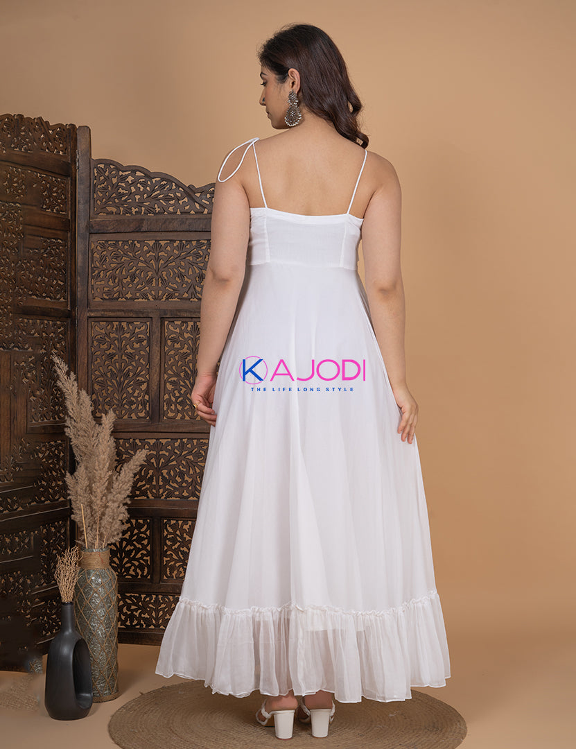 Pretty White Chiffon Long Dress