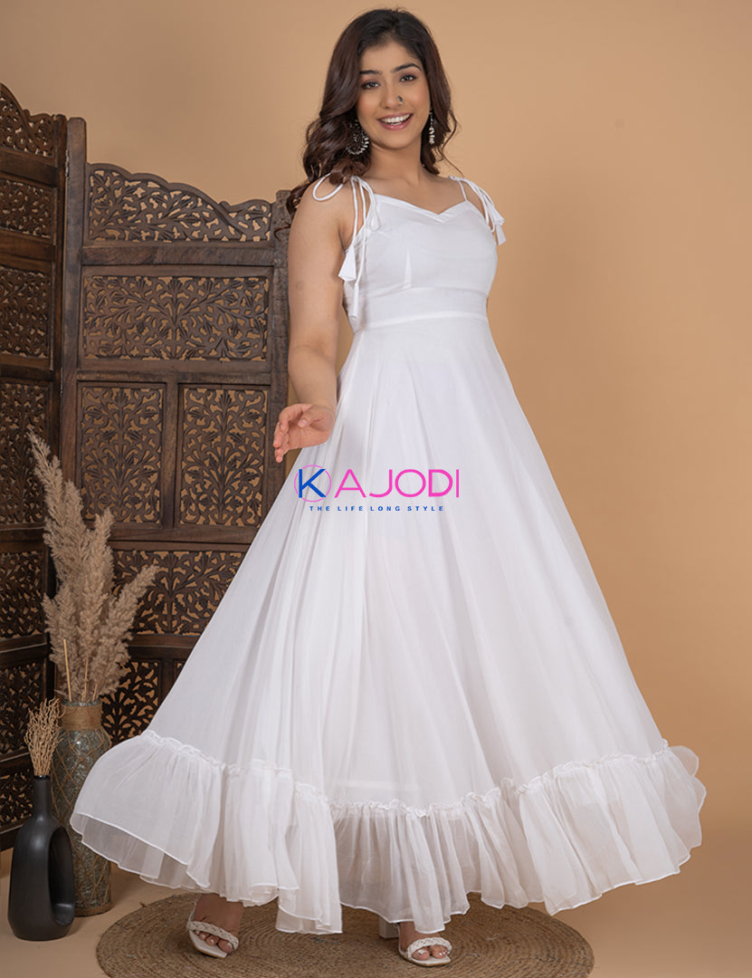 sachin and babi light blue dress A-Line Chiffon Maxi Wedding Dress Minimalist Sleeved Pearl Button Low Back Bridal Gown, Diamond White / 12 main image 1