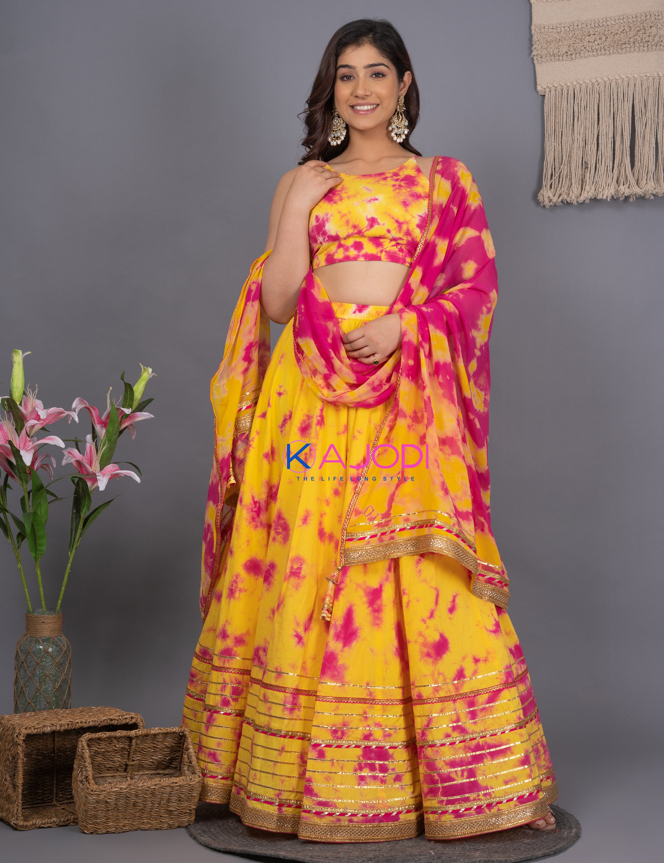Kiara Pink Yellow Lehenga Set