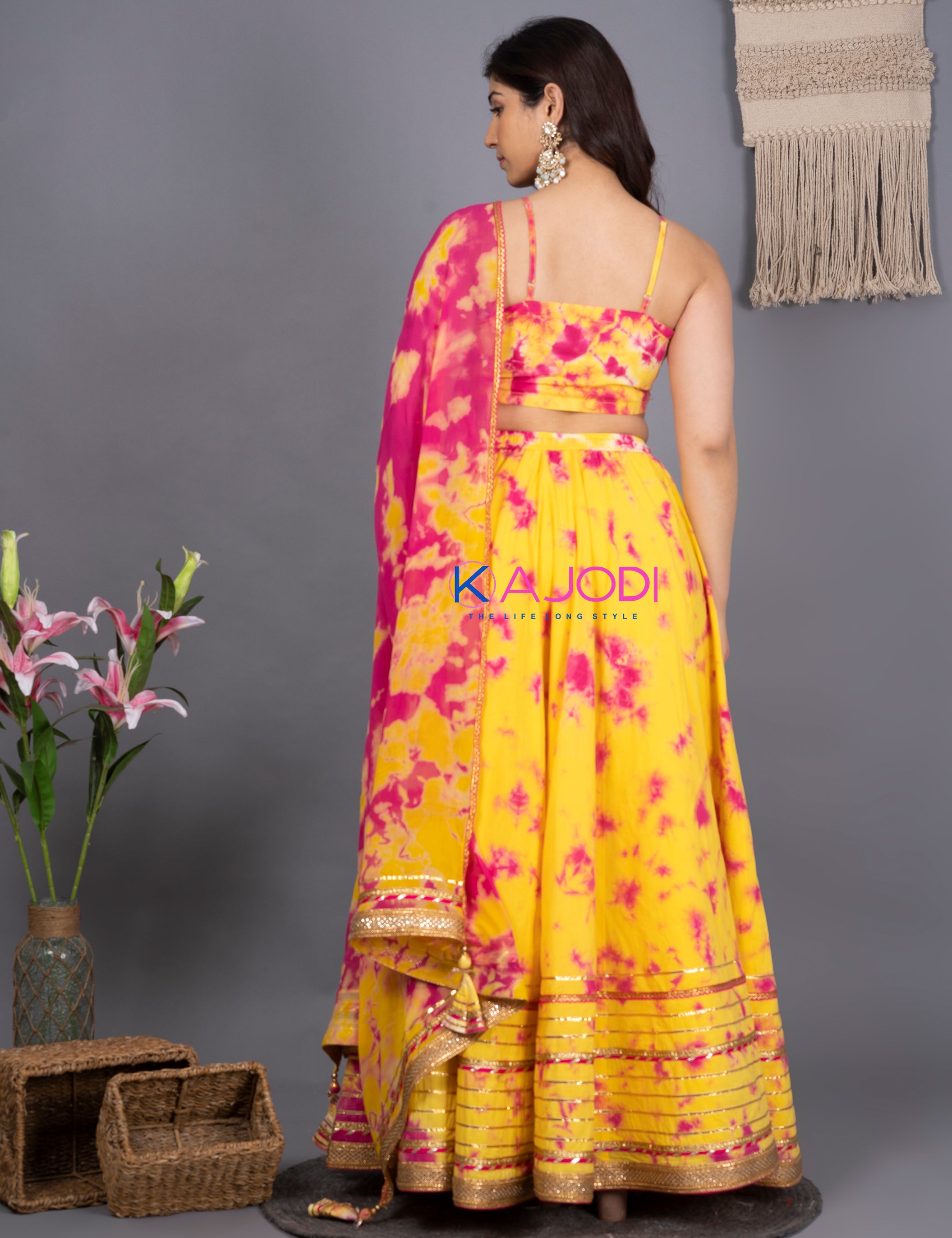 Kiara Pink Yellow Lehenga Set