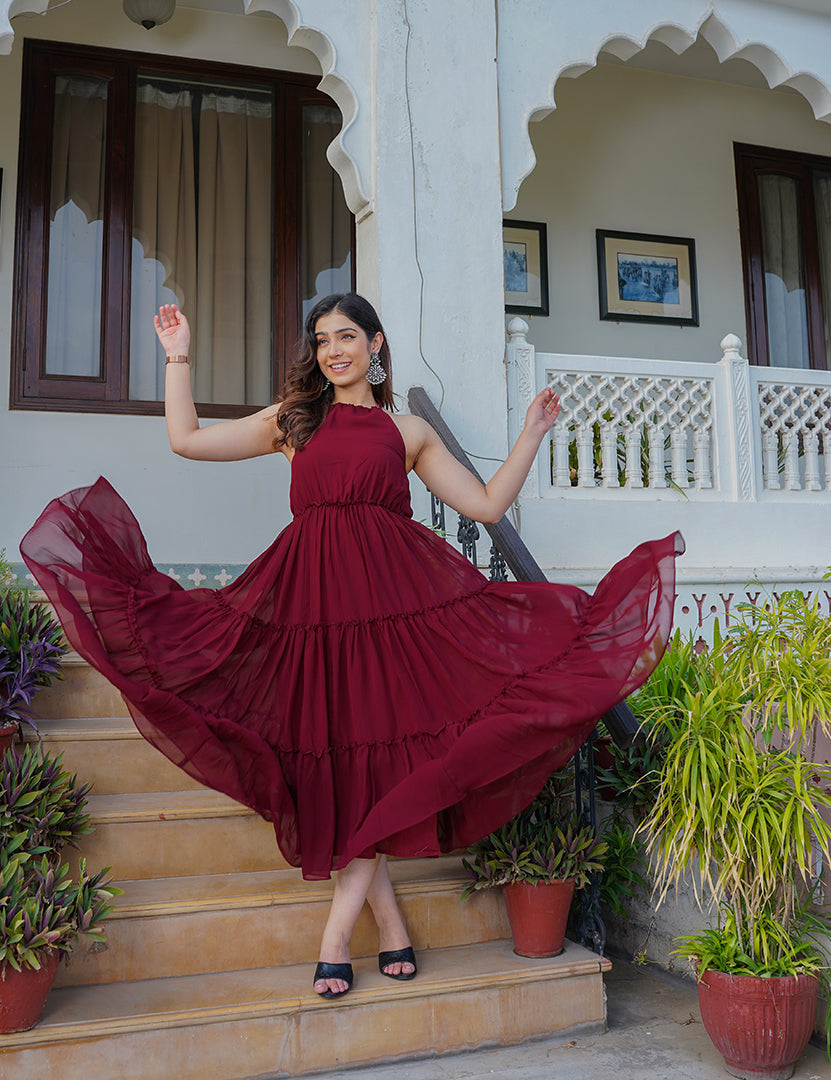 cherry red dress Pleated Slit Gown- Hijabi Modest Evening Gowns in USA Summer Evenings this dress combines comfort and sophistication for any evening occasion ASOS Design - Cami Maxi
