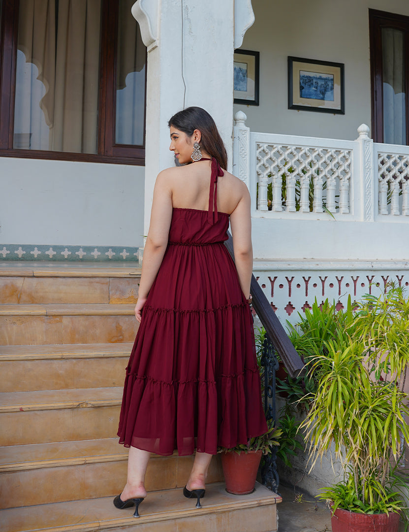 Cherry Chilli Georgette Long Dress