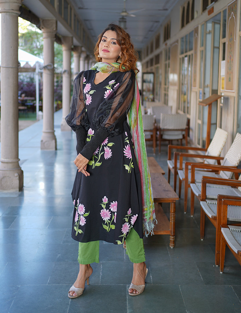 Rascal A-Line Kurta With Pant and Dupatta Set. (3 Nos in 1 set)