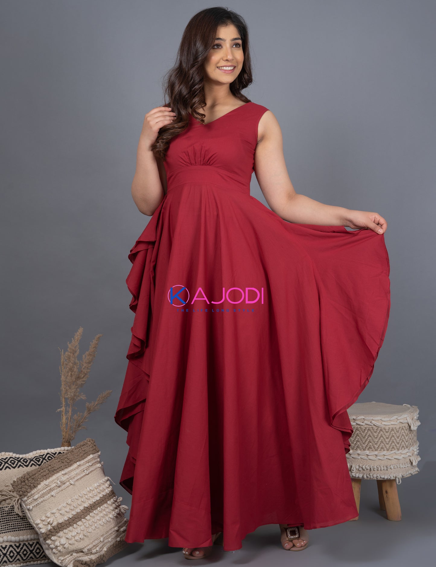 Sabbo Cotton Cherry Flare Long Dress