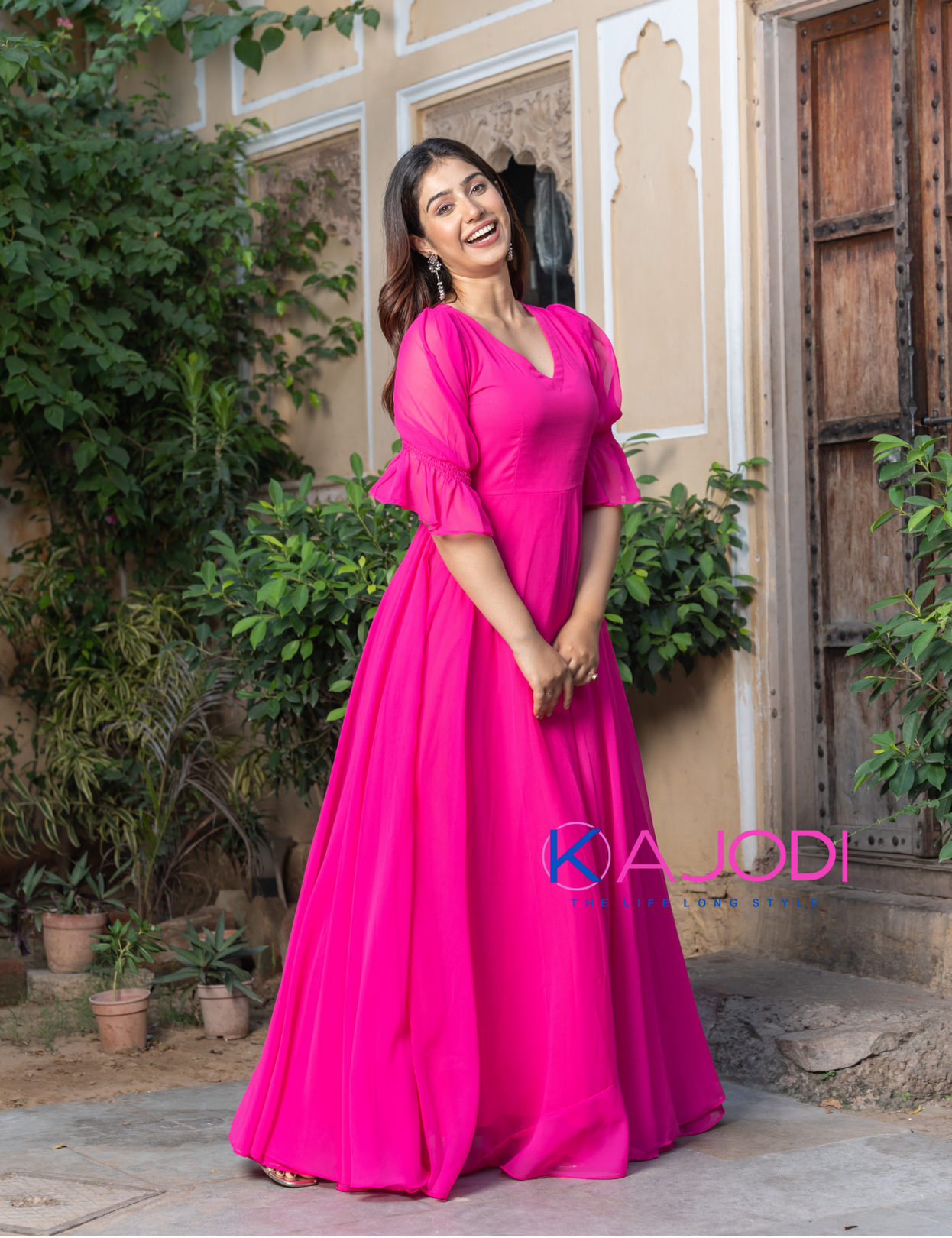 Gown dress pink on sale colour