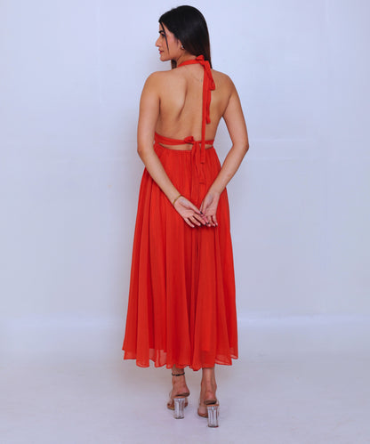 Orange Backless Eva Dress